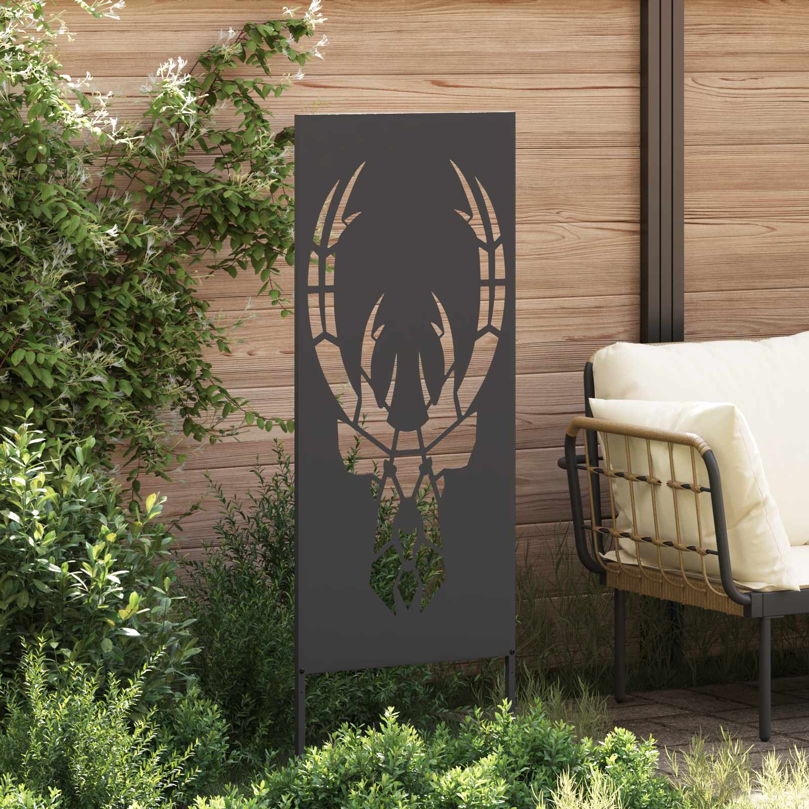 Dārza privātuma aizsegs Dzīvnieku raksti Melns 50 x 140 cm