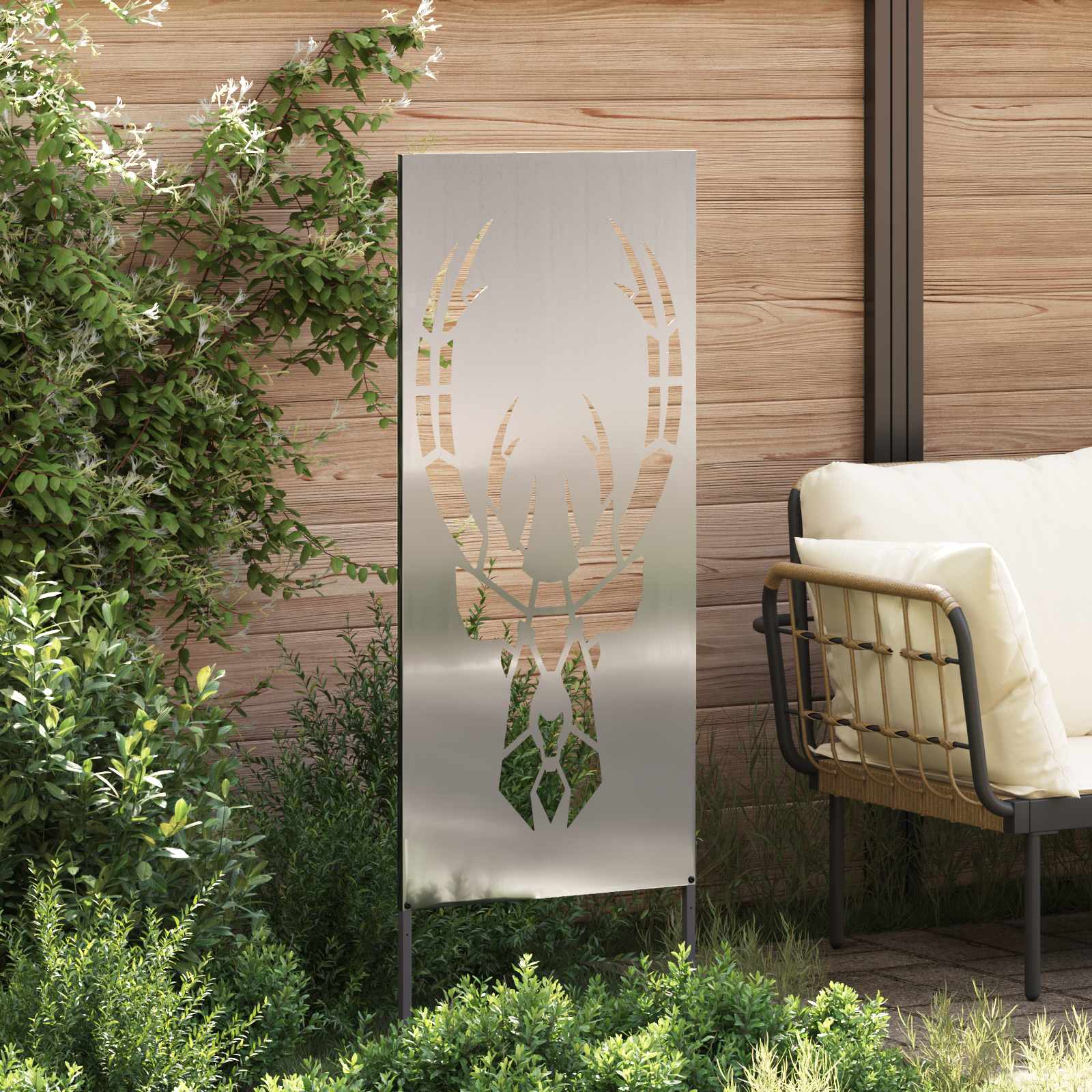 Dārza privātuma nodrošinātājs ar dzīvnieku rakstu, sudraba krāsā, 50 x 140 cm