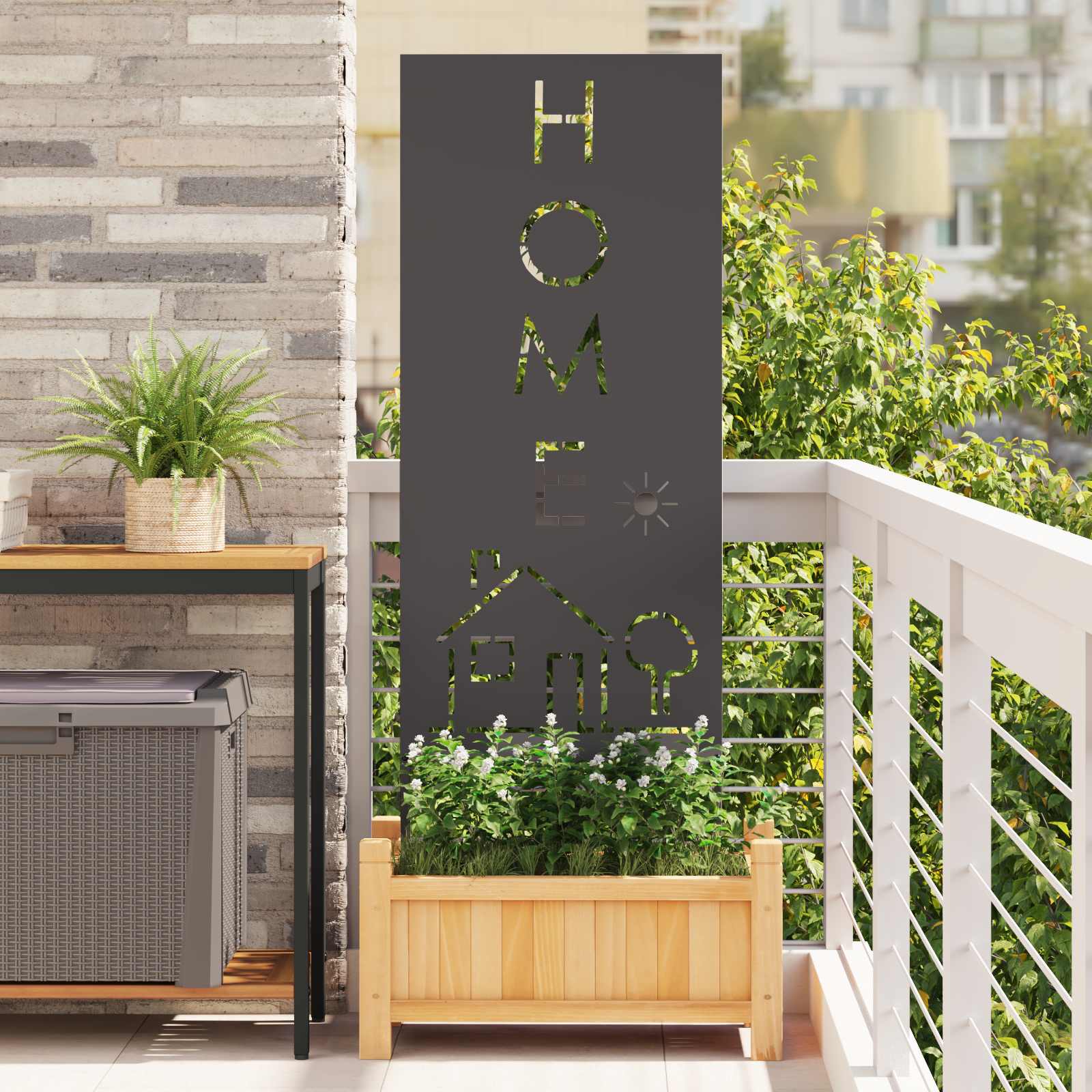 Sodo privatumo ekranas „Fretwork“ Juoda 50 x 140 cm