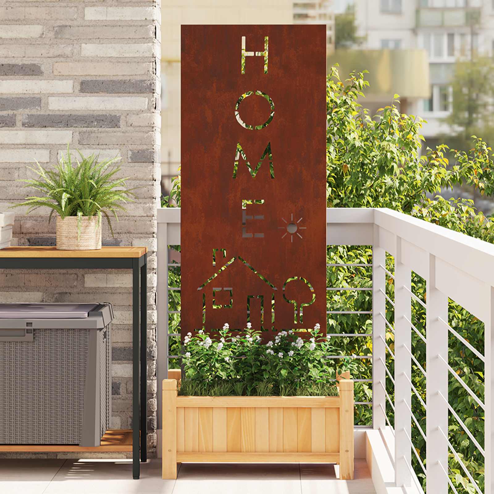 Fretwork Garden Privacy Screen Rusted 50 x 140 cm