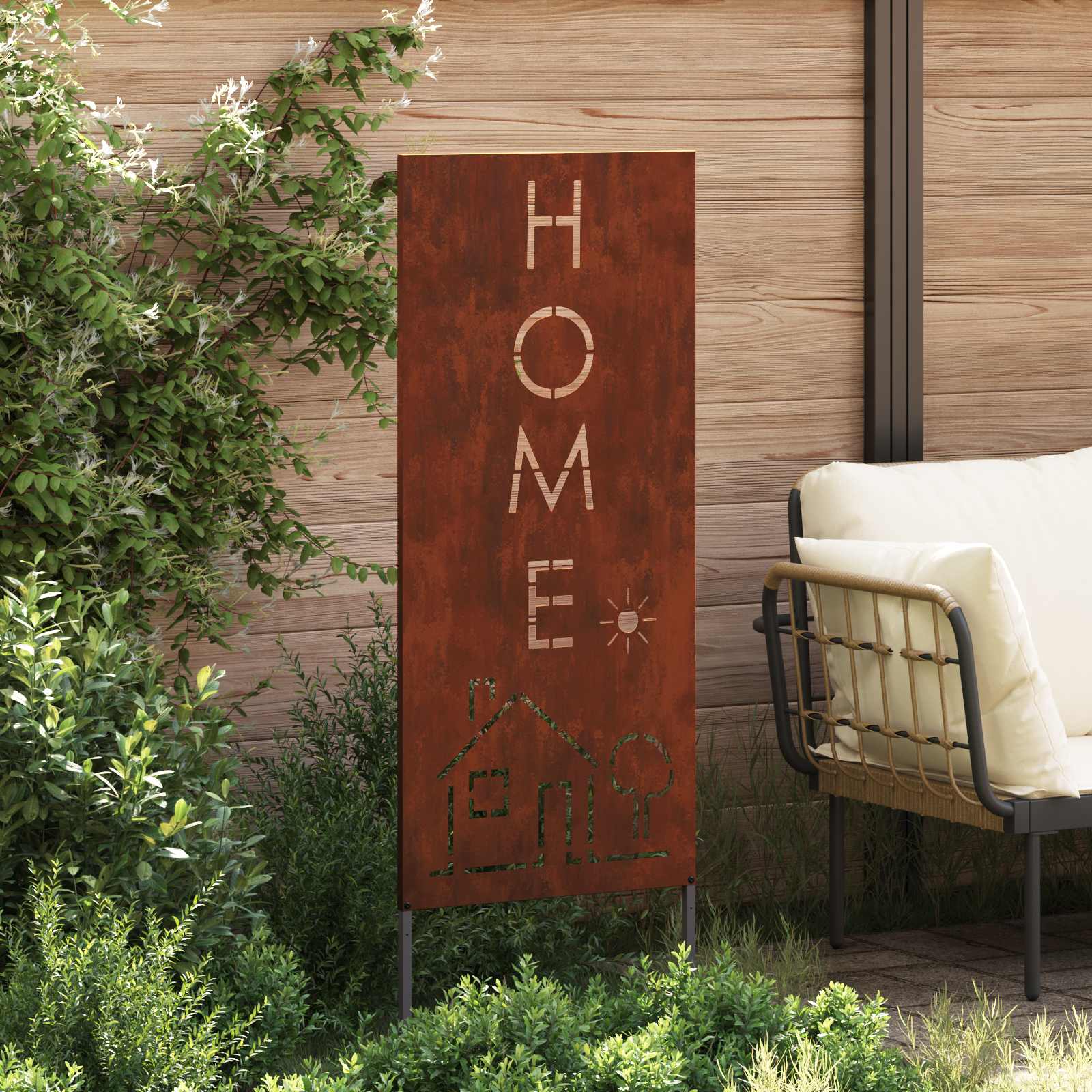 Fretwork Garden Privacy Screen Rusted 50 x 140 cm