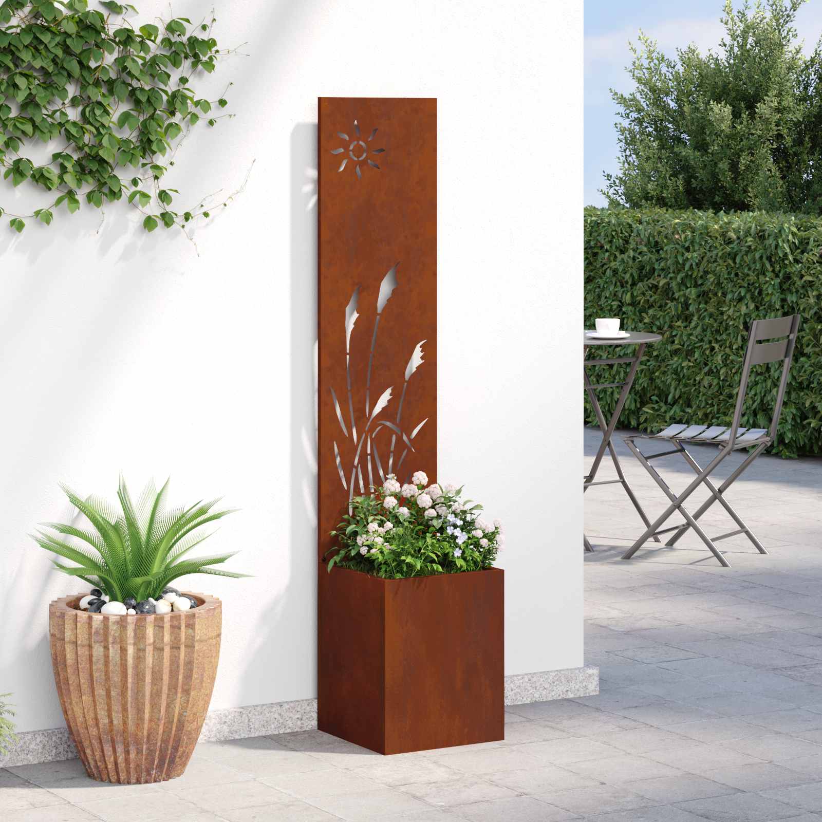 Sodo privatumo ekranas „Fretwork“ Rūdijanti 32 x 140 cm