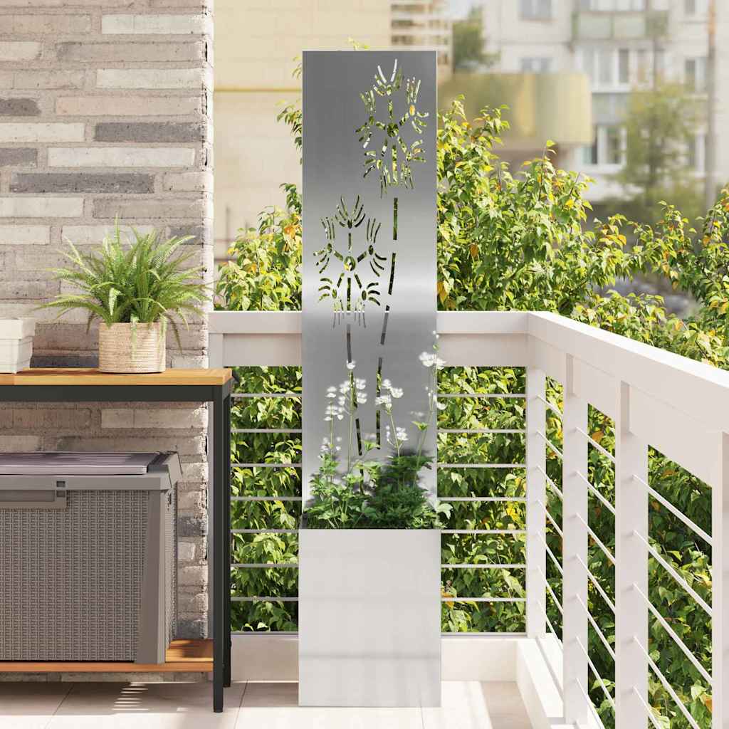 Garden Privacy Screen Floral Silver 32 x 140 cm
