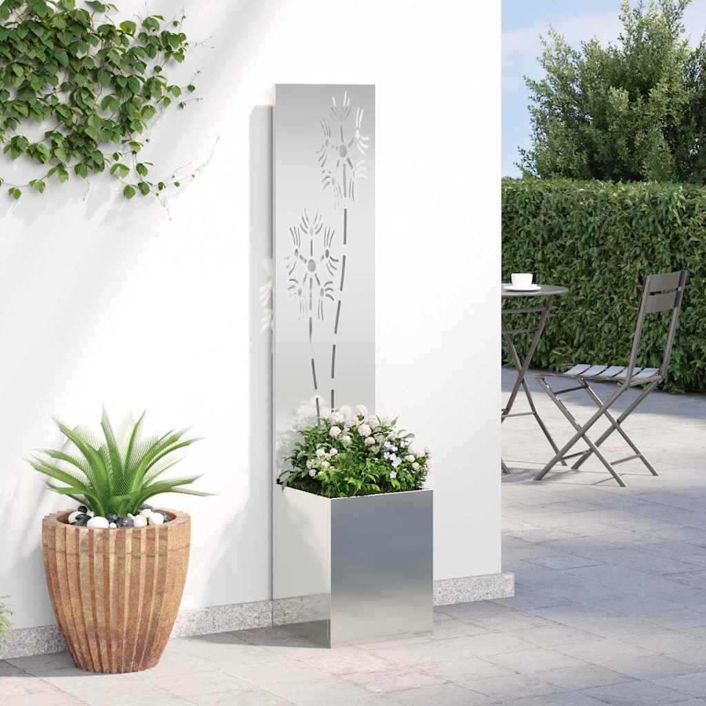 Garden Privacy Screen Floral Silver 32 x 140 cm