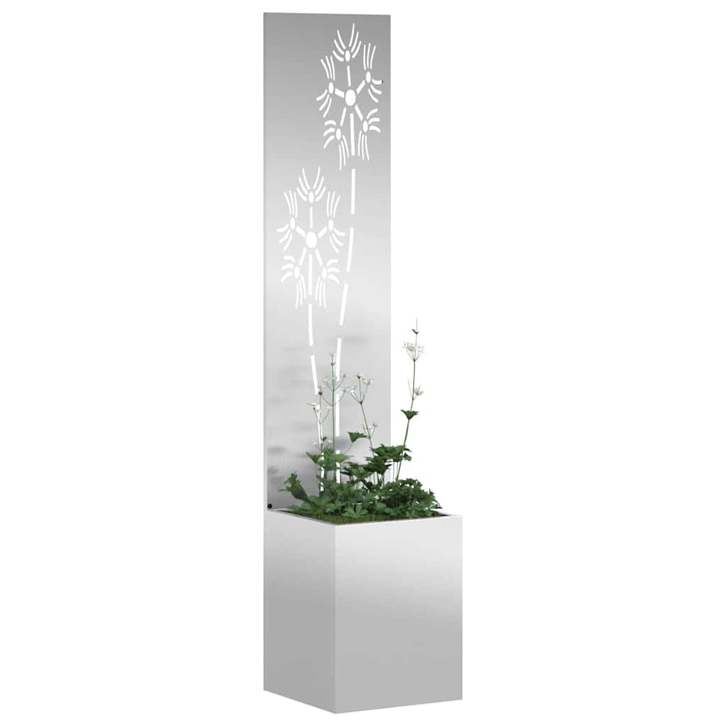 Garden Privacy Screen Floral Silver 32 x 140 cm