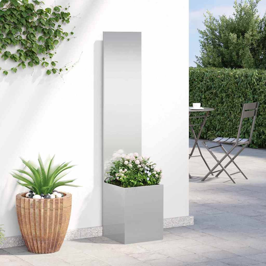 Garden Privacy Screen "Fretwork" Silver 32 x 140 cm
