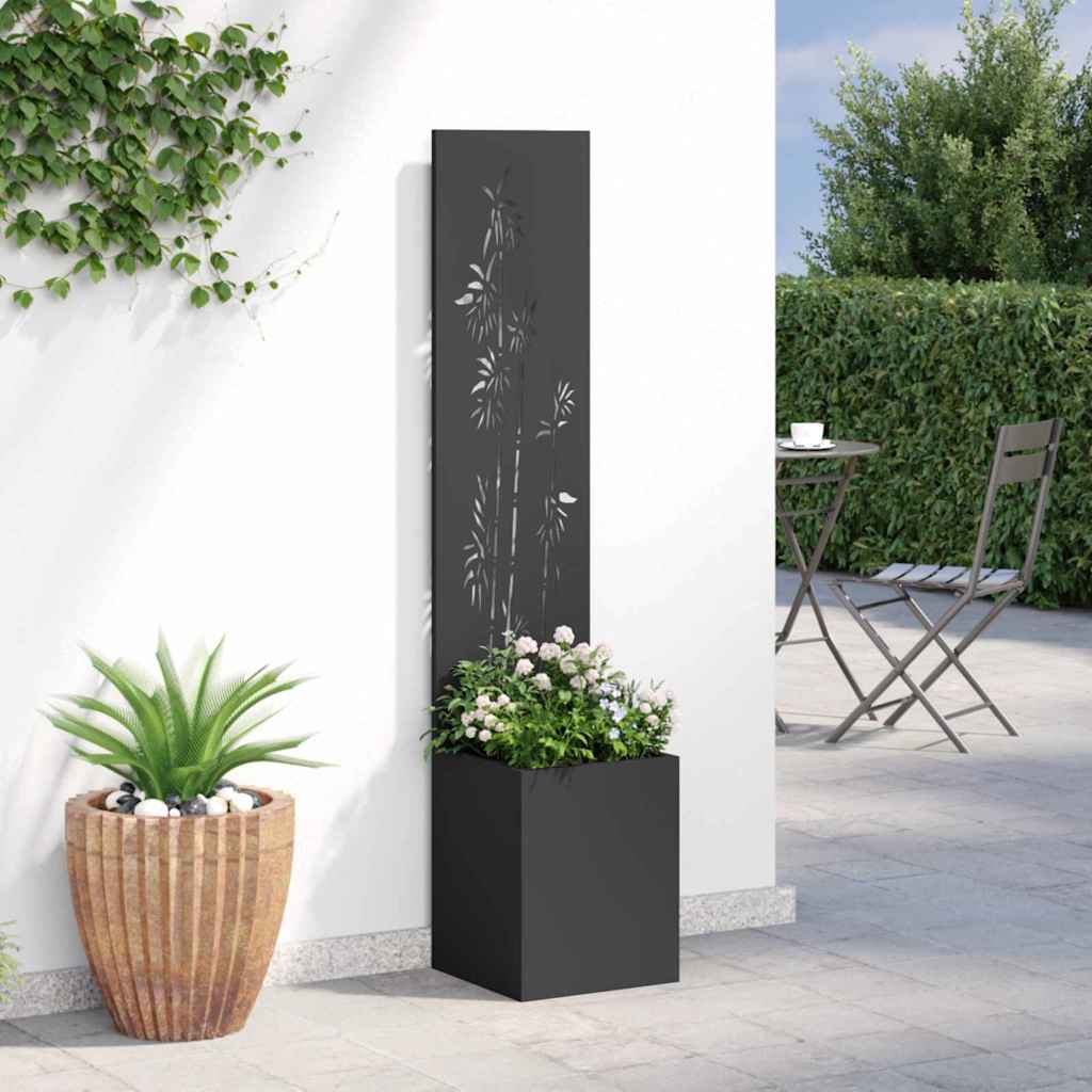 Sodo privatumo ekranas Gėlių Juoda 32 x 140 cm