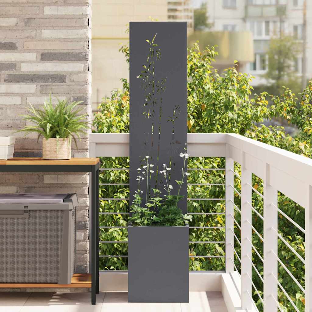 Garden Privacy Screen Floral Anthracite 32 x 140 cm