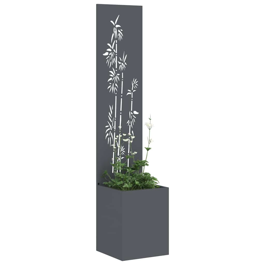 Garden Privacy Screen Floral Anthracite 32 x 140 cm