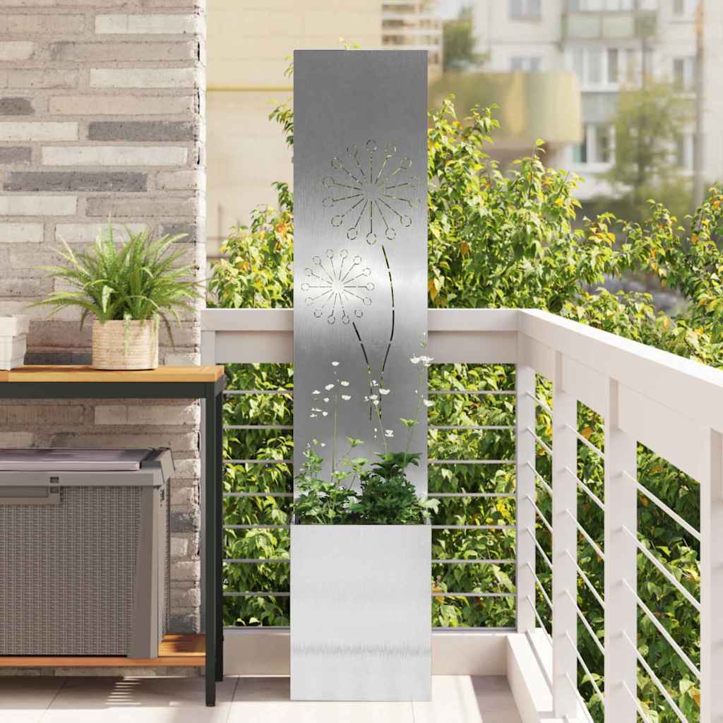 Garden Privacy Screen "Fretwork" Silver 32 x 140 cm