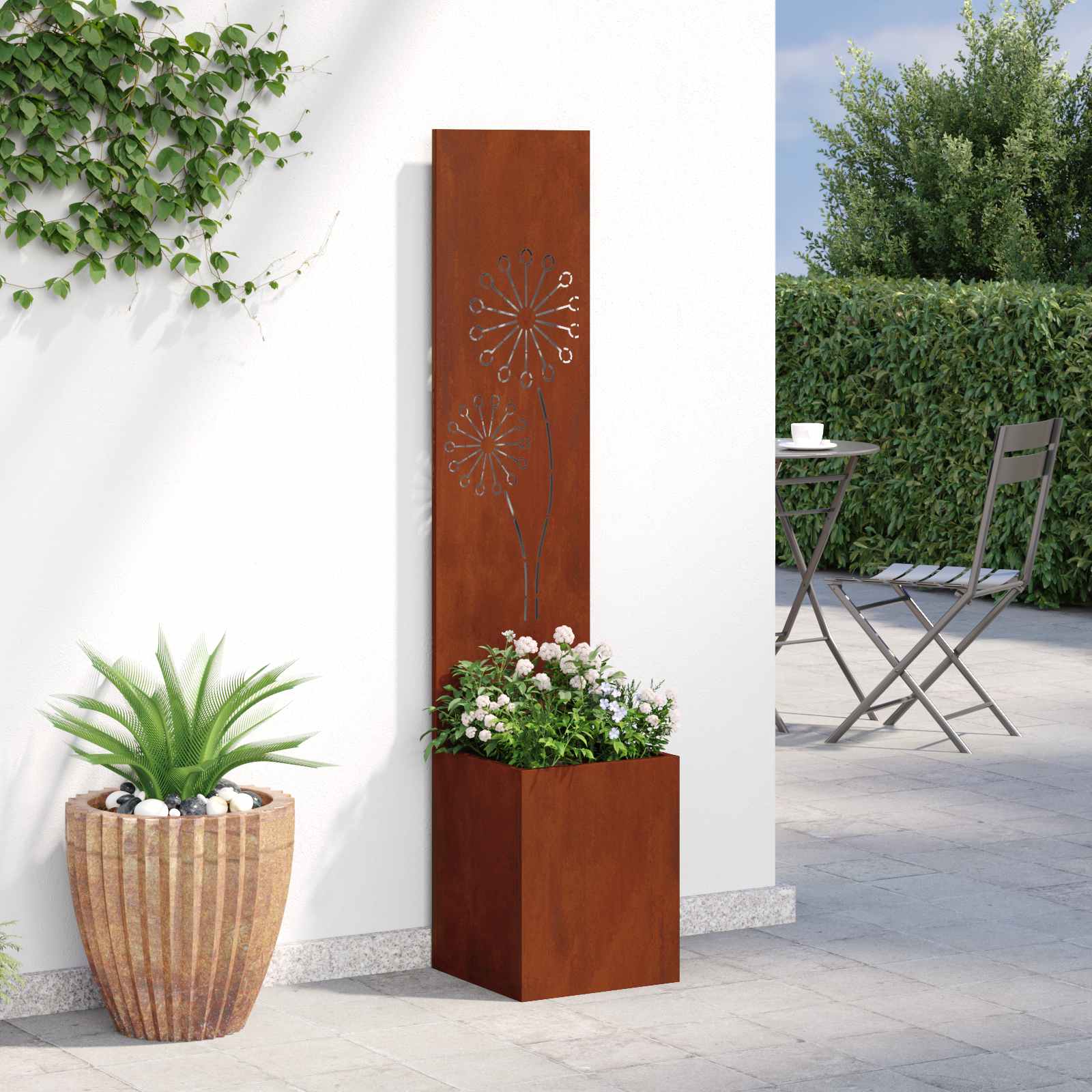 Sodo privatumo ekranas „Fretwork“ Rūdijanti 32 x 140 cm