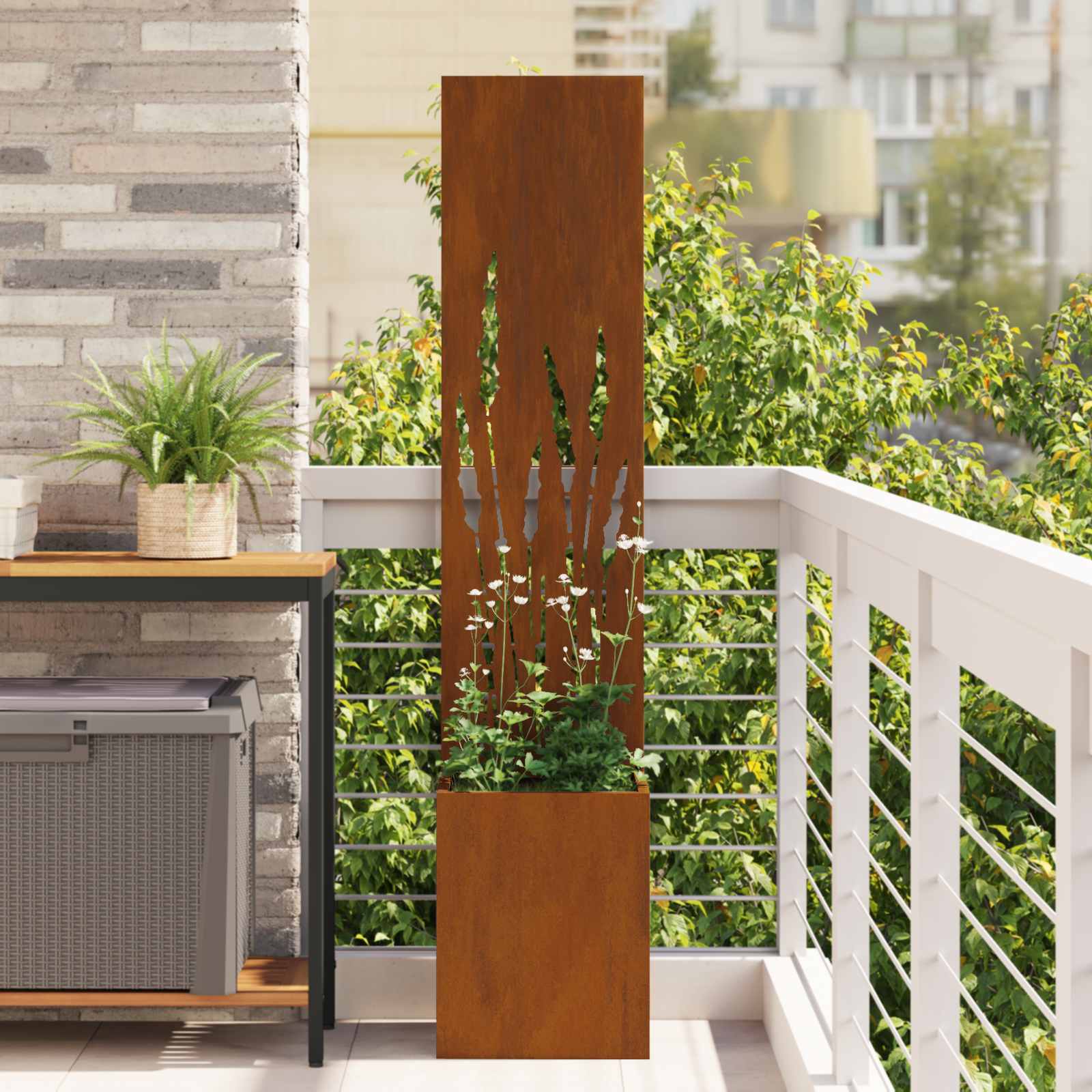 Sodo privatumo ekranas „Fretwork“ Rūdijanti 32 x 140 cm