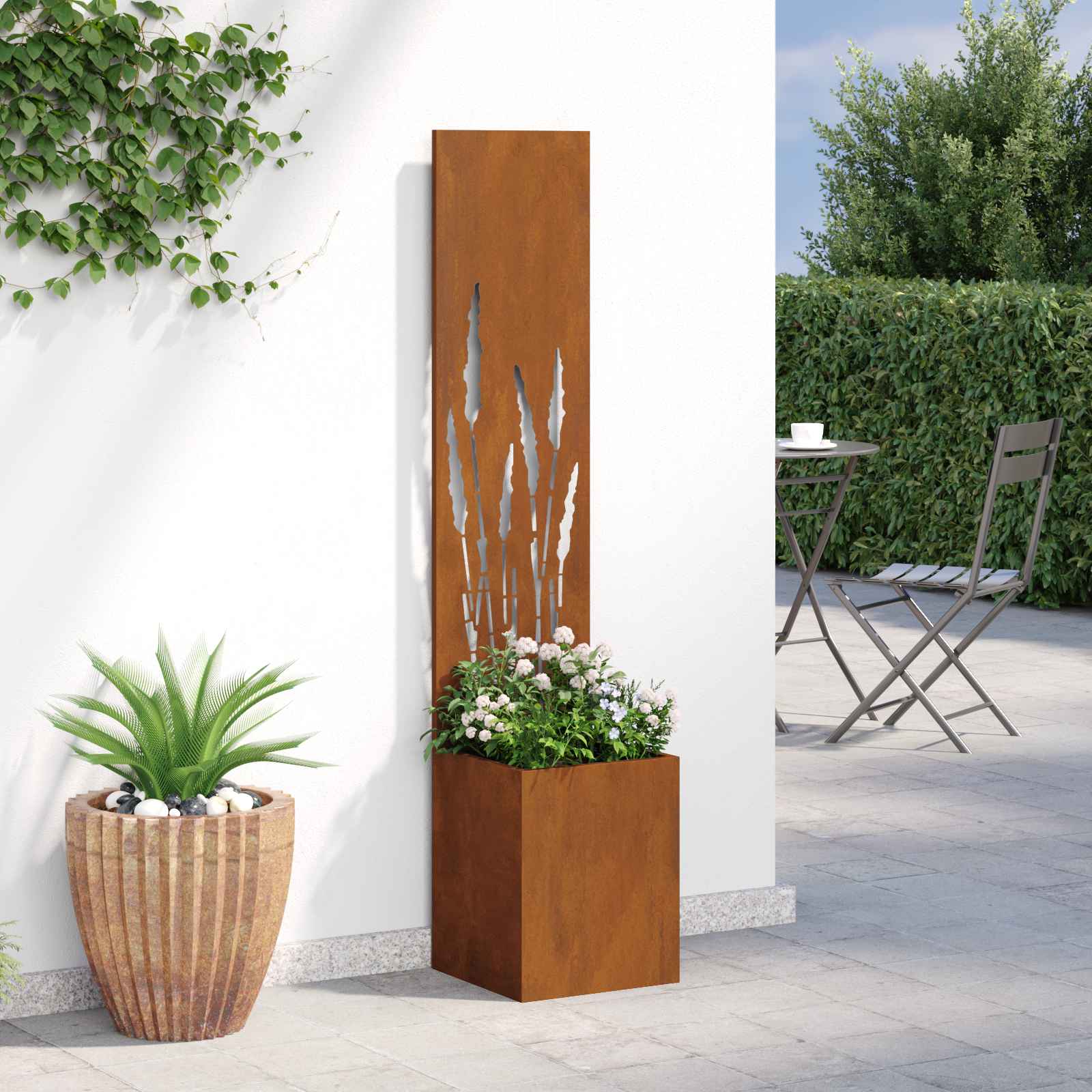 Sodo privatumo ekranas „Fretwork“ Rūdijanti 32 x 140 cm
