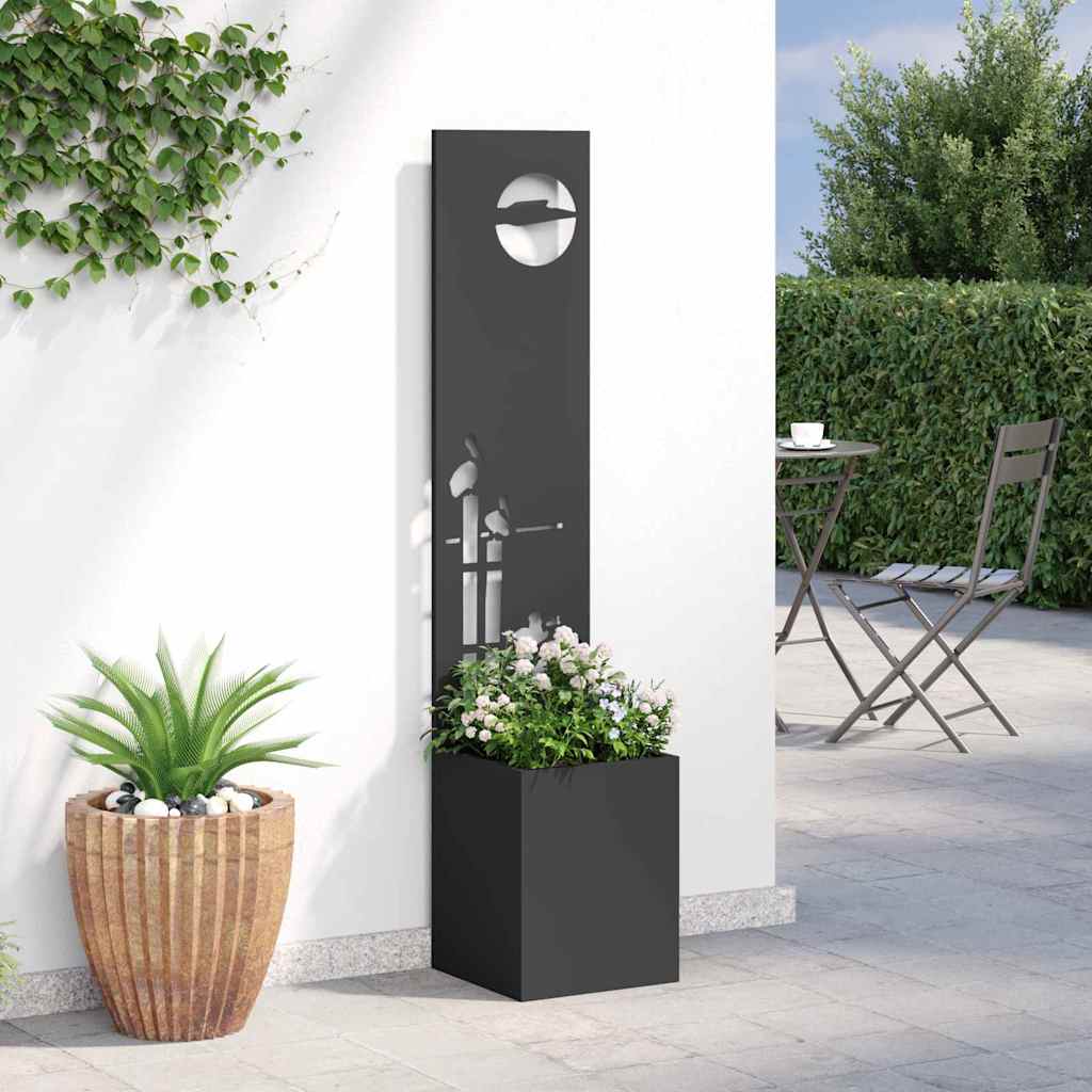 Garden Privacy Screen Fretwork Black 32 x 140 cm