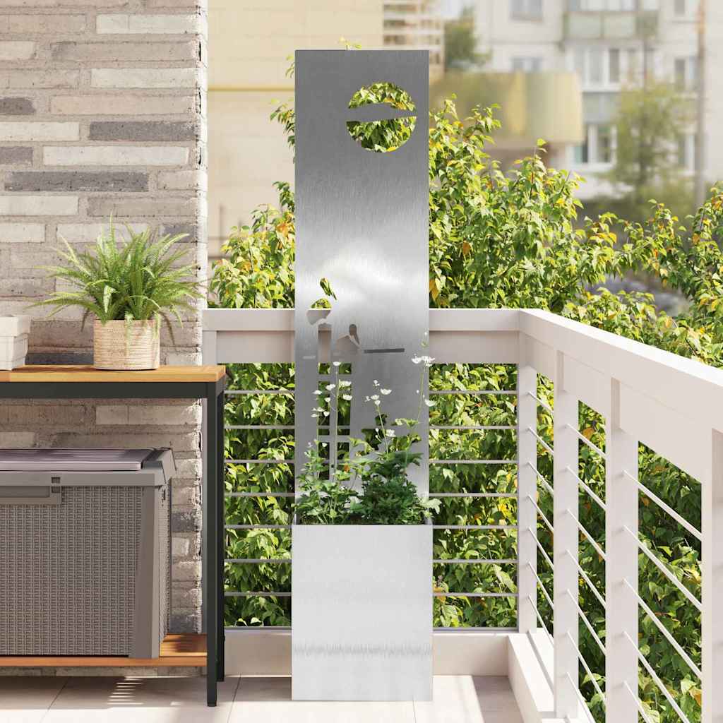 Garden Privacy Screen "Fretwork" Silver 32 x 140 cm