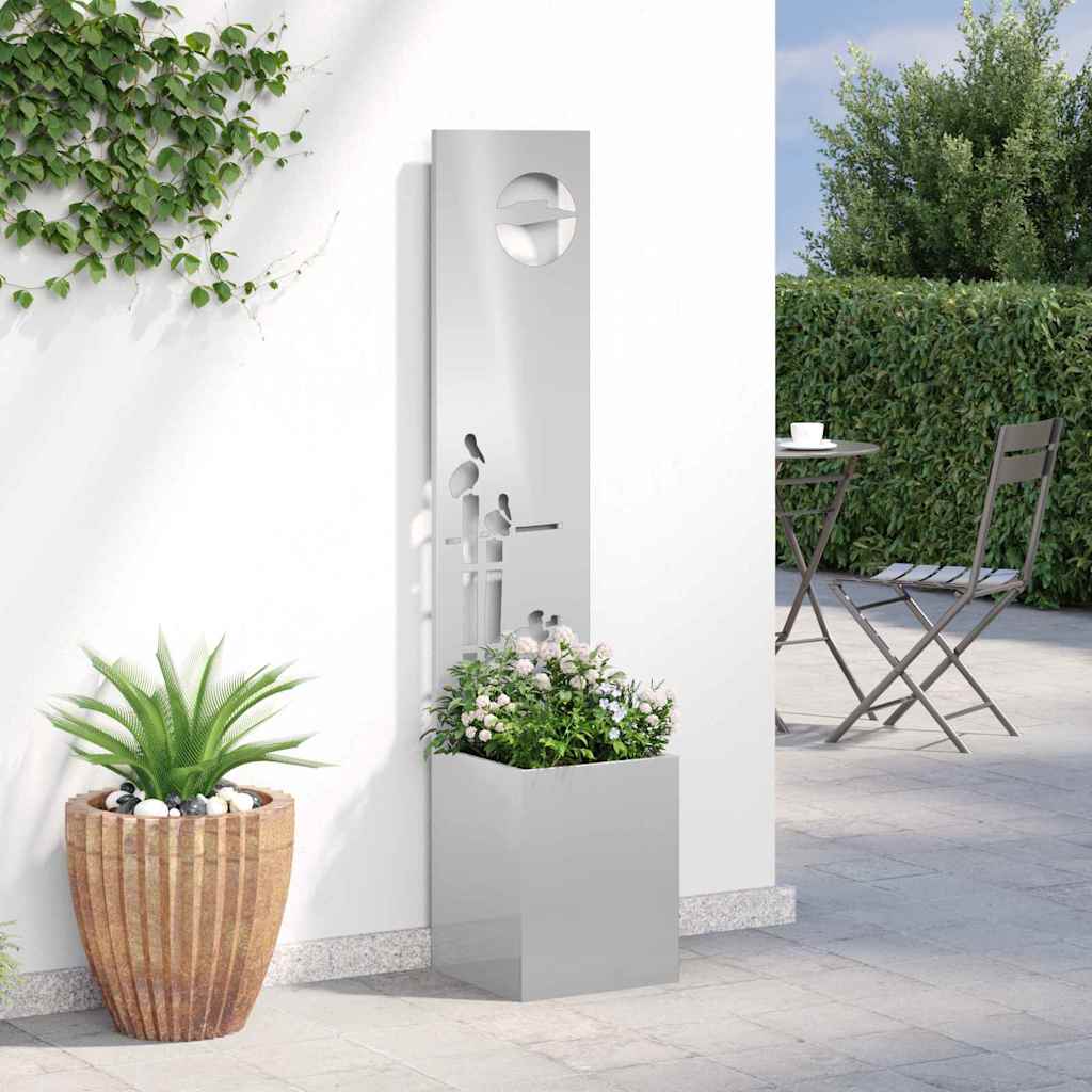 Garden Privacy Screen "Fretwork" Silver 32 x 140 cm