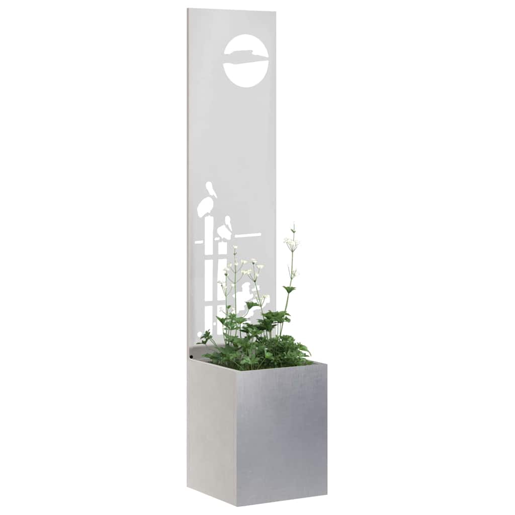 Garden Privacy Screen "Fretwork" Silver 32 x 140 cm