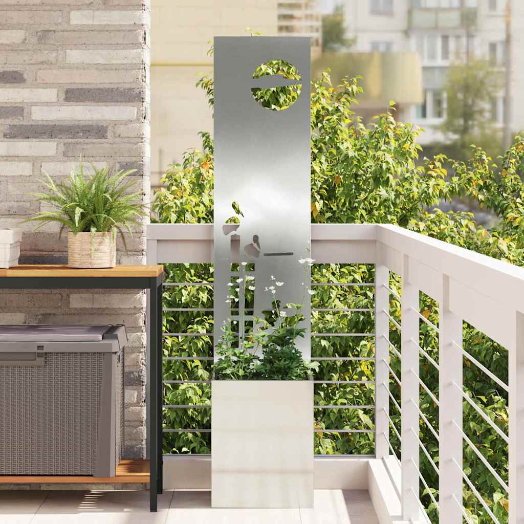 Sodo privatumo ekranas „Fretwork“ Sidabro 32 x 140 cm