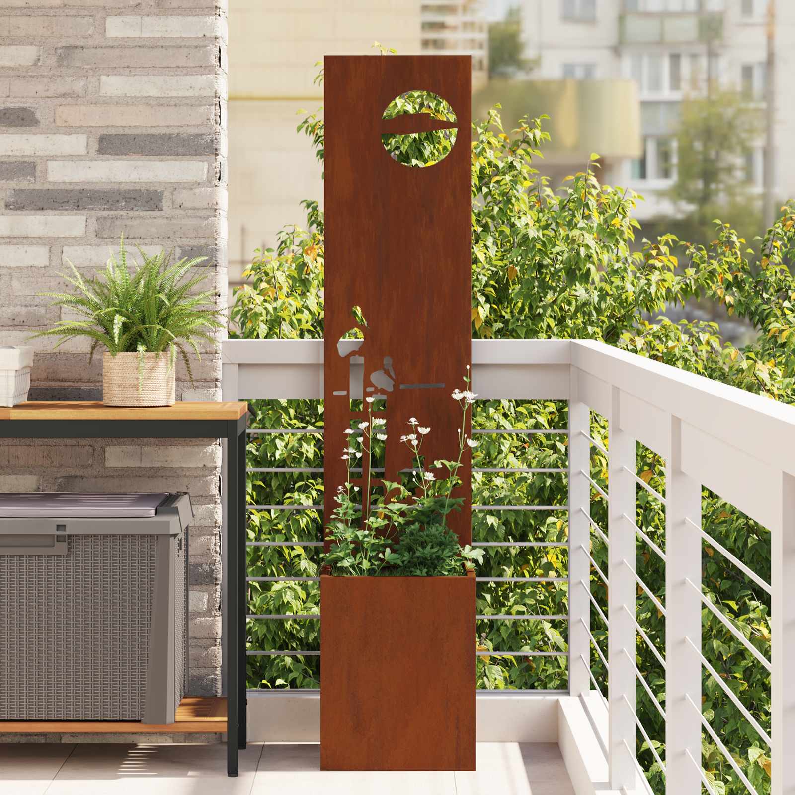 Sodo privatumo ekranas „Fretwork“ Rūdijanti 32 x 140 cm