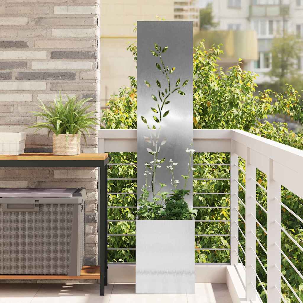 Garden Privacy Screen Flower Silver 32 x 140 cm