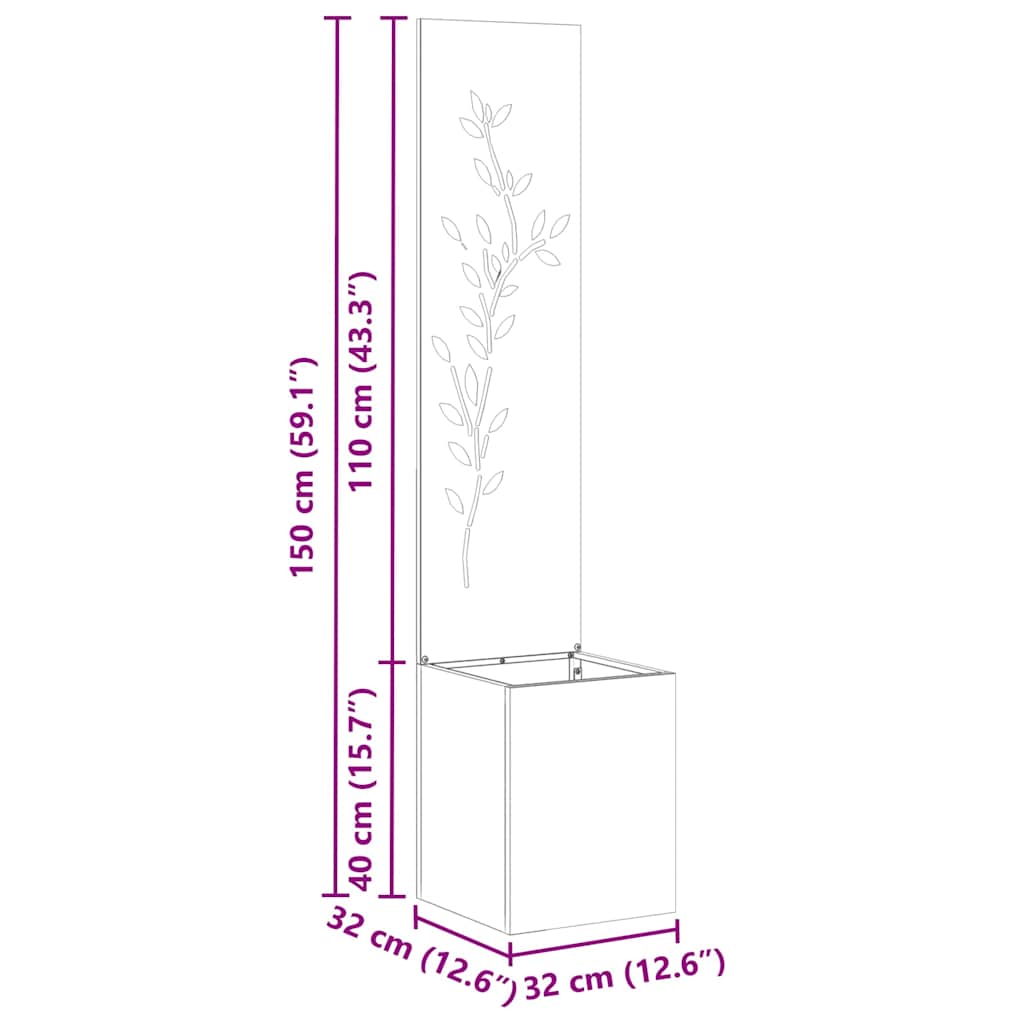 Garden Privacy Screen Flower Silver 32 x 140 cm