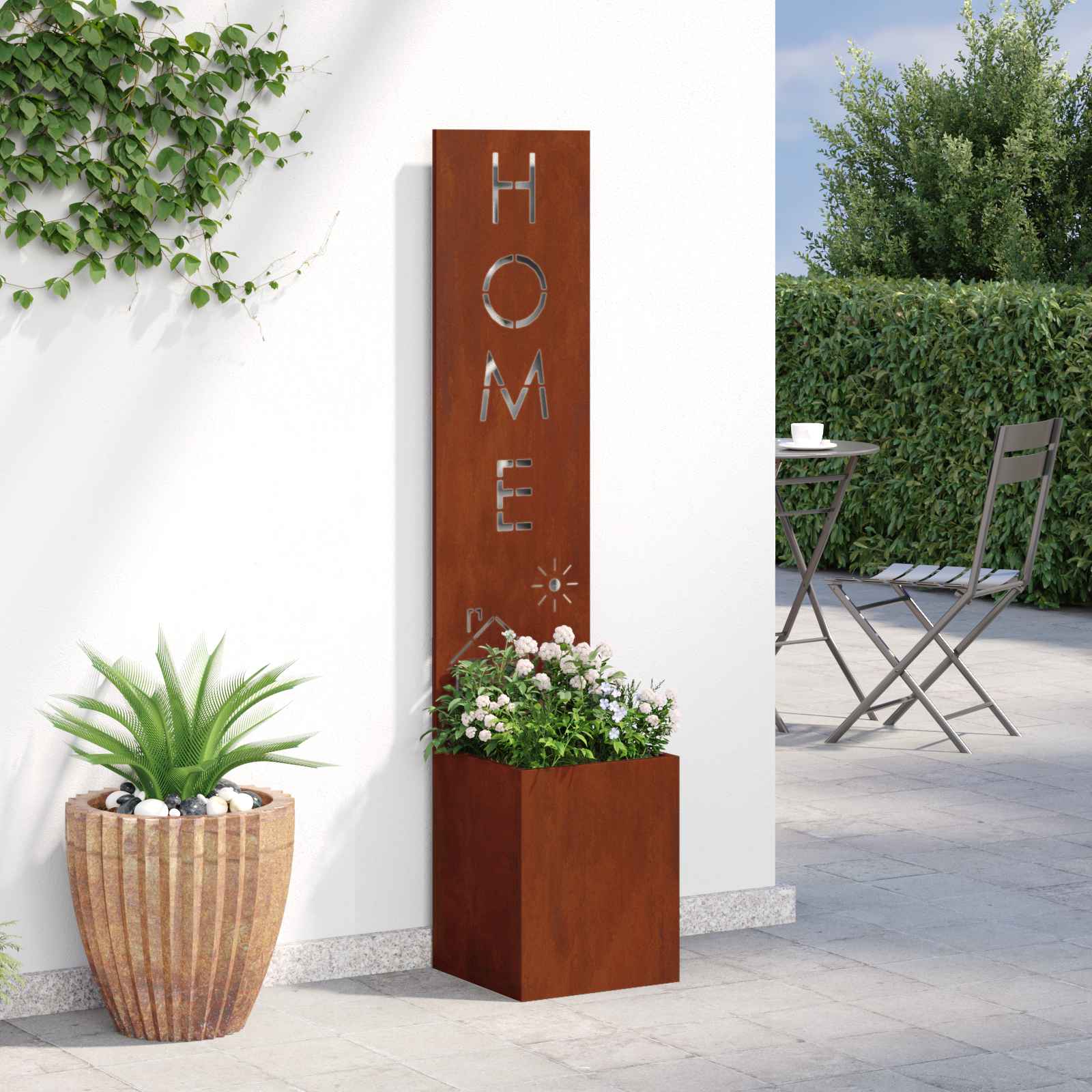 Garden Privacy Screen "Fretwork" Rusted 32 x 140 cm