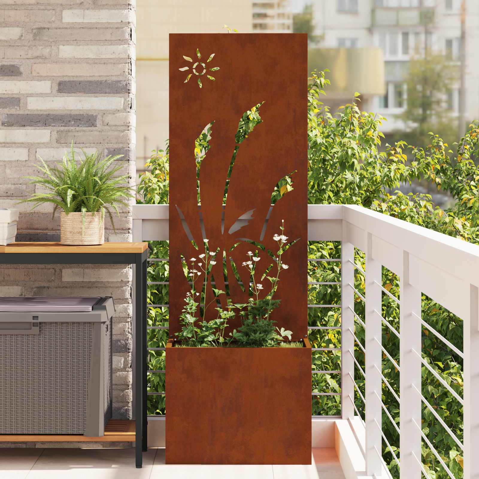 Sodo privatumo ekranas „Fretwork“ Rūdijanti 50 x 32 x 150 cm