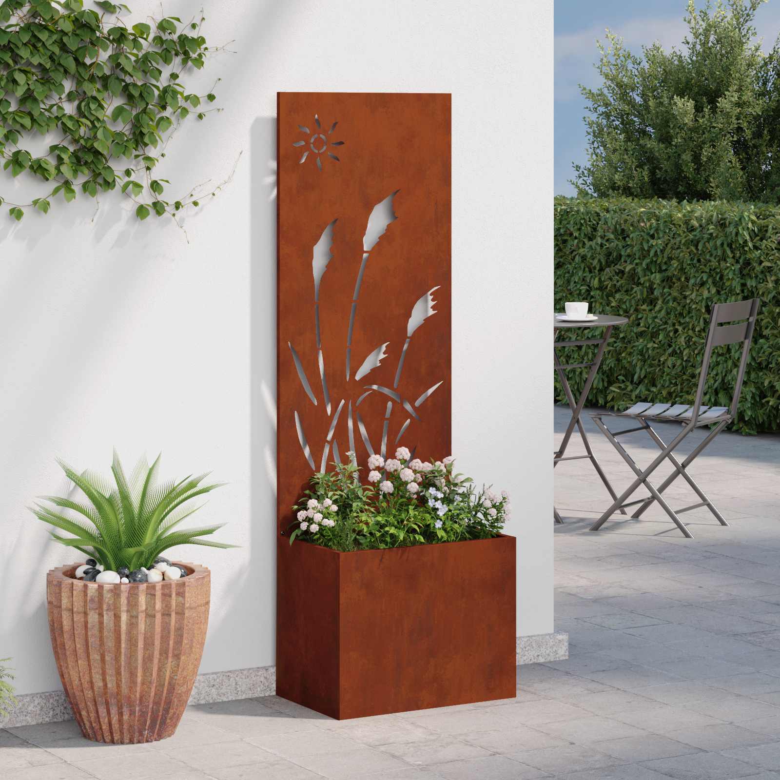 Sodo privatumo ekranas „Fretwork“ Rūdijanti 50 x 32 x 150 cm