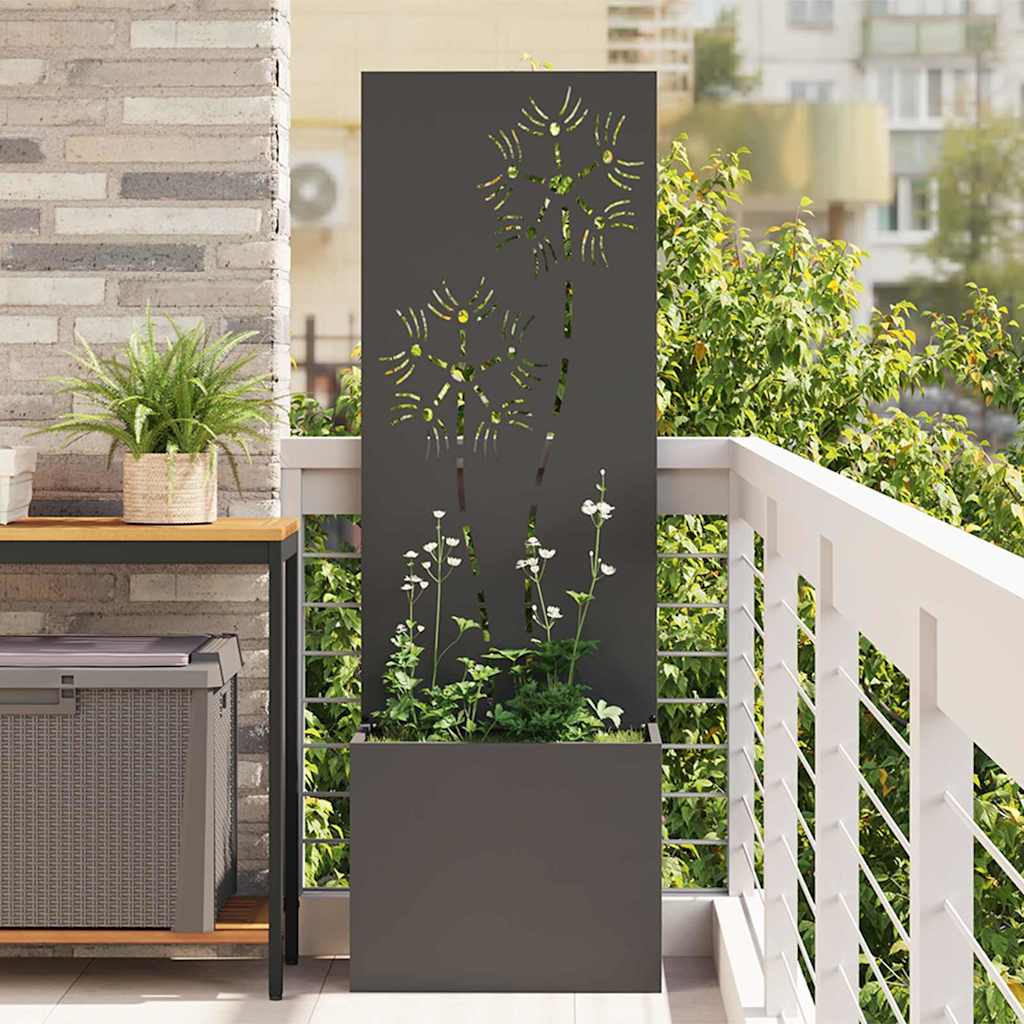 Garden Privacy Screen Flowers Black 50 x 140 cm