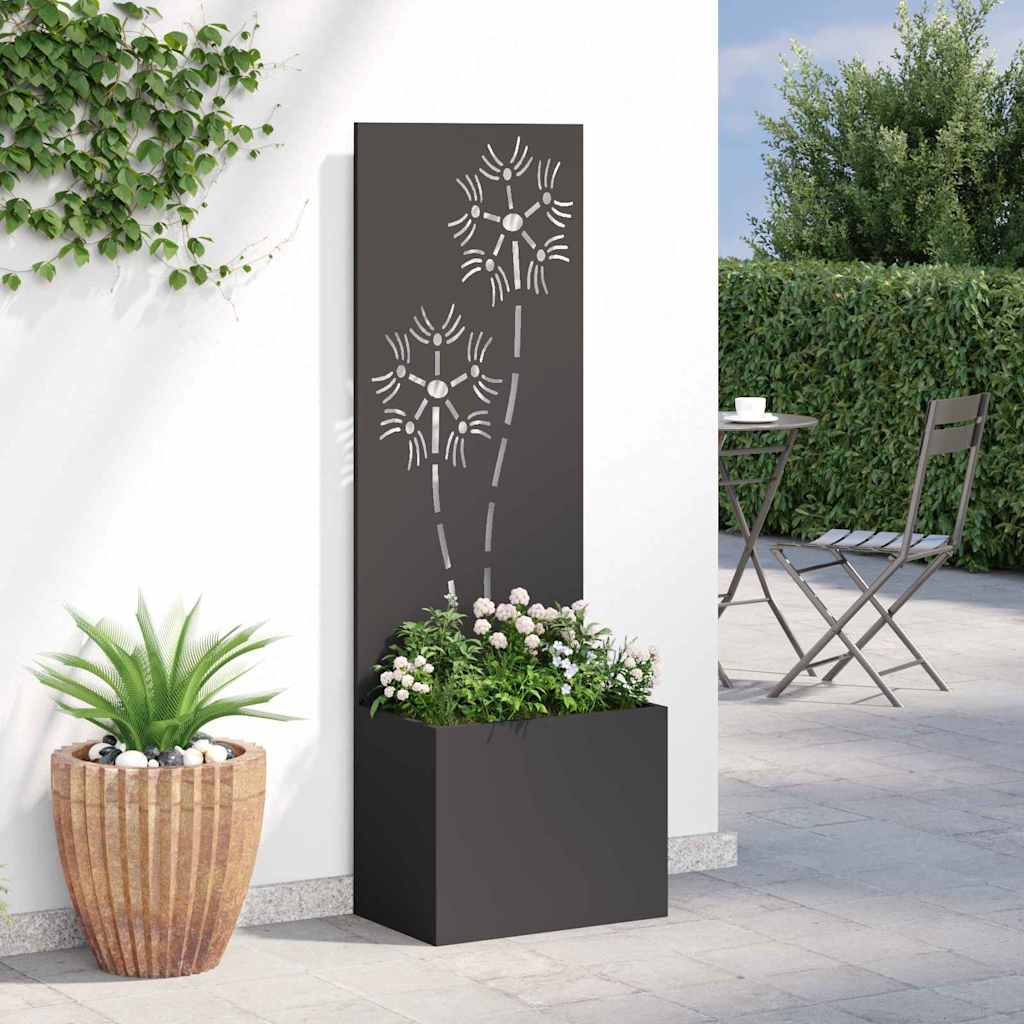 Garden Privacy Screen Flowers Black 50 x 140 cm