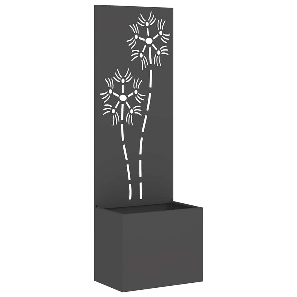 Garden Privacy Screen Flowers Black 50 x 140 cm