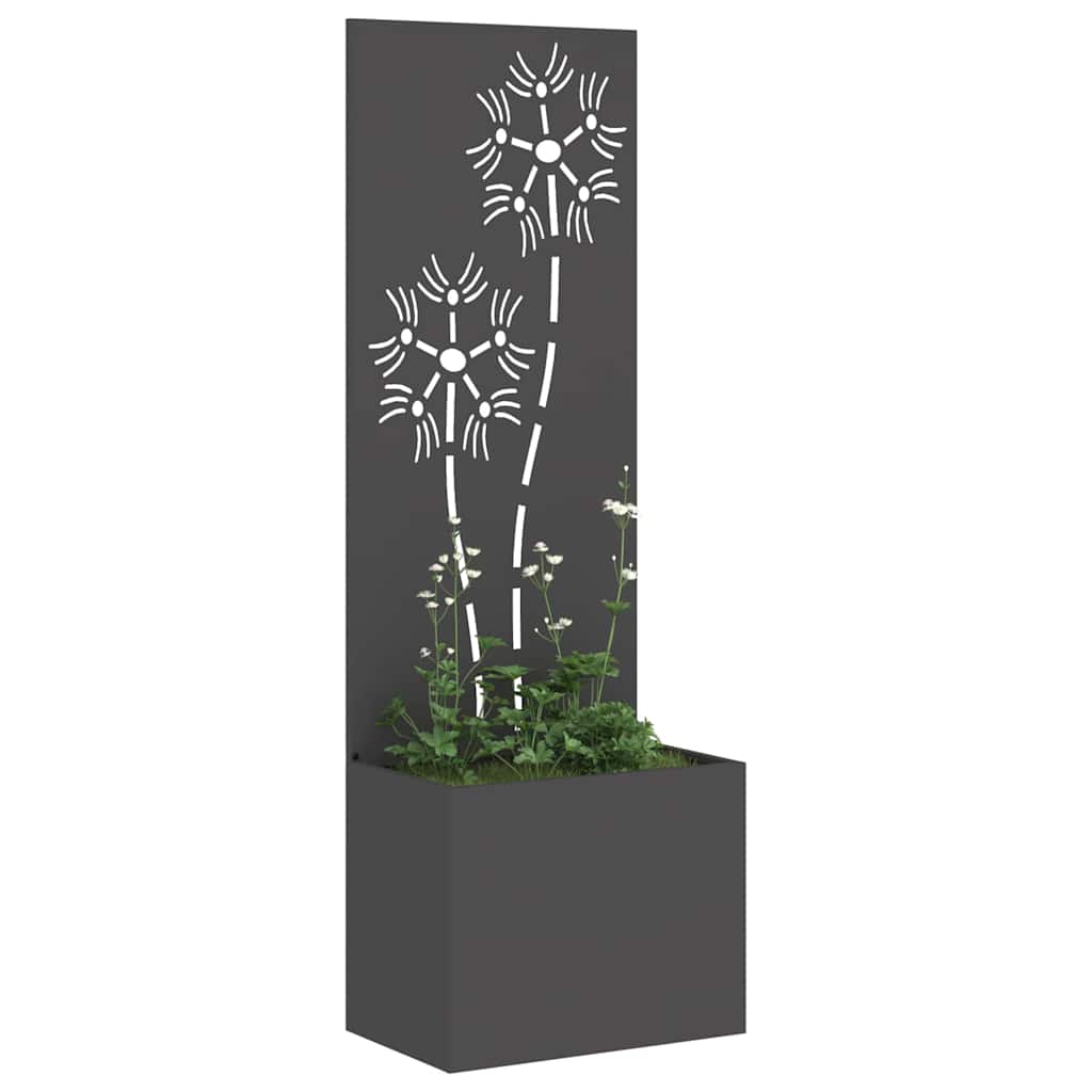 Garden Privacy Screen Flowers Black 50 x 140 cm