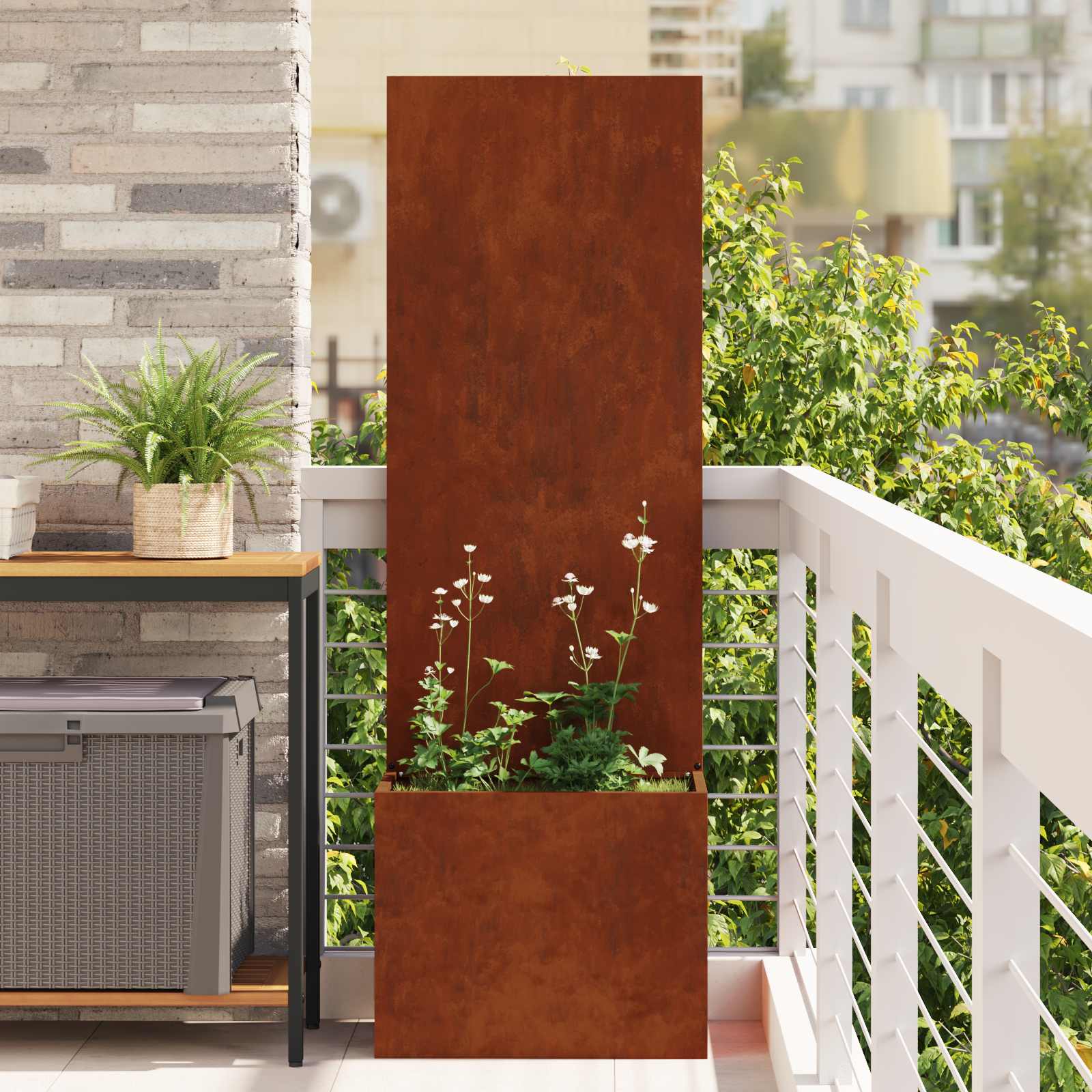 Sodo privatumo ekranas „Fretwork“ Rūdijanti 50 x 140 cm