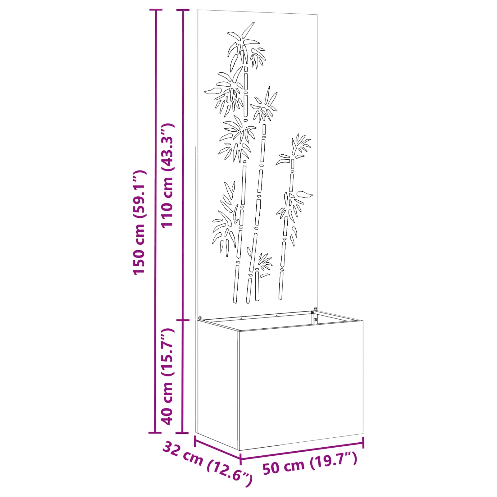 Sodo Vazonas su Dekoratyvine Panele Alyvuogių žalia 50 x 140 cm
