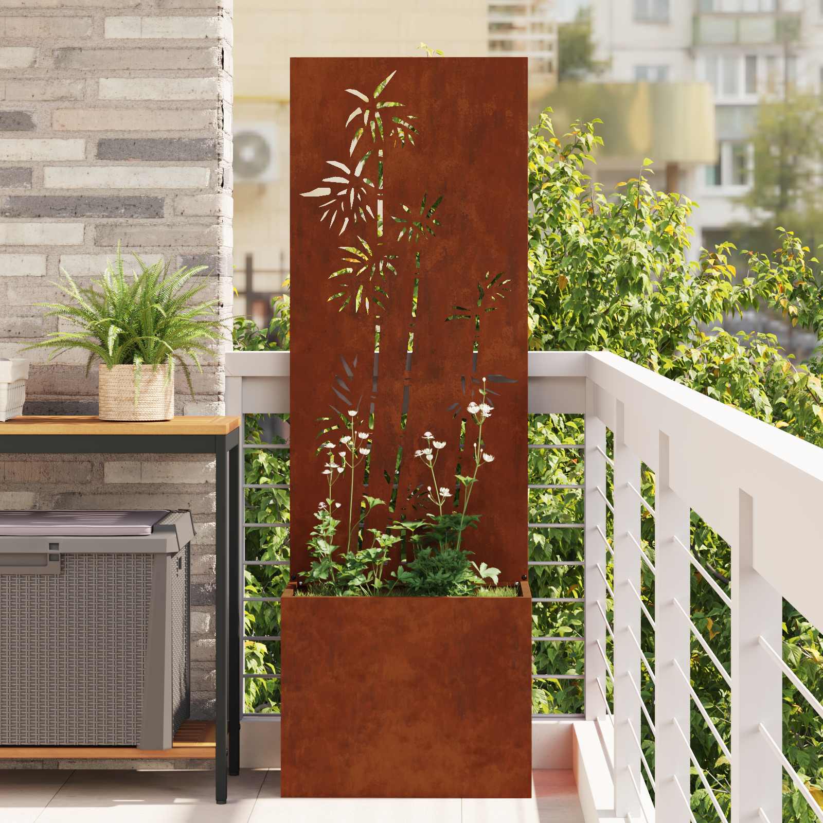 Sodo privatumo ekranas Gėlių Rūdijanti 50 x 140 cm