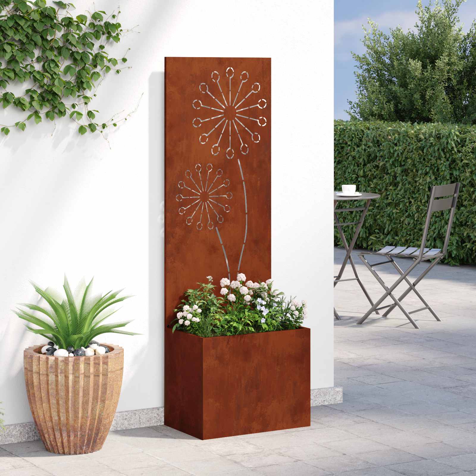 Sodo privatumo ekranas „Fretwork“ Rūdijanti 50 x 150 cm