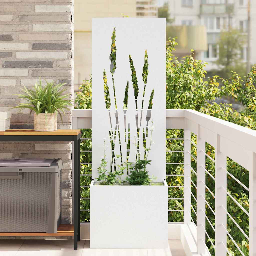 Garden Privacy Screen "Fretwork" White 50 x 140 cm