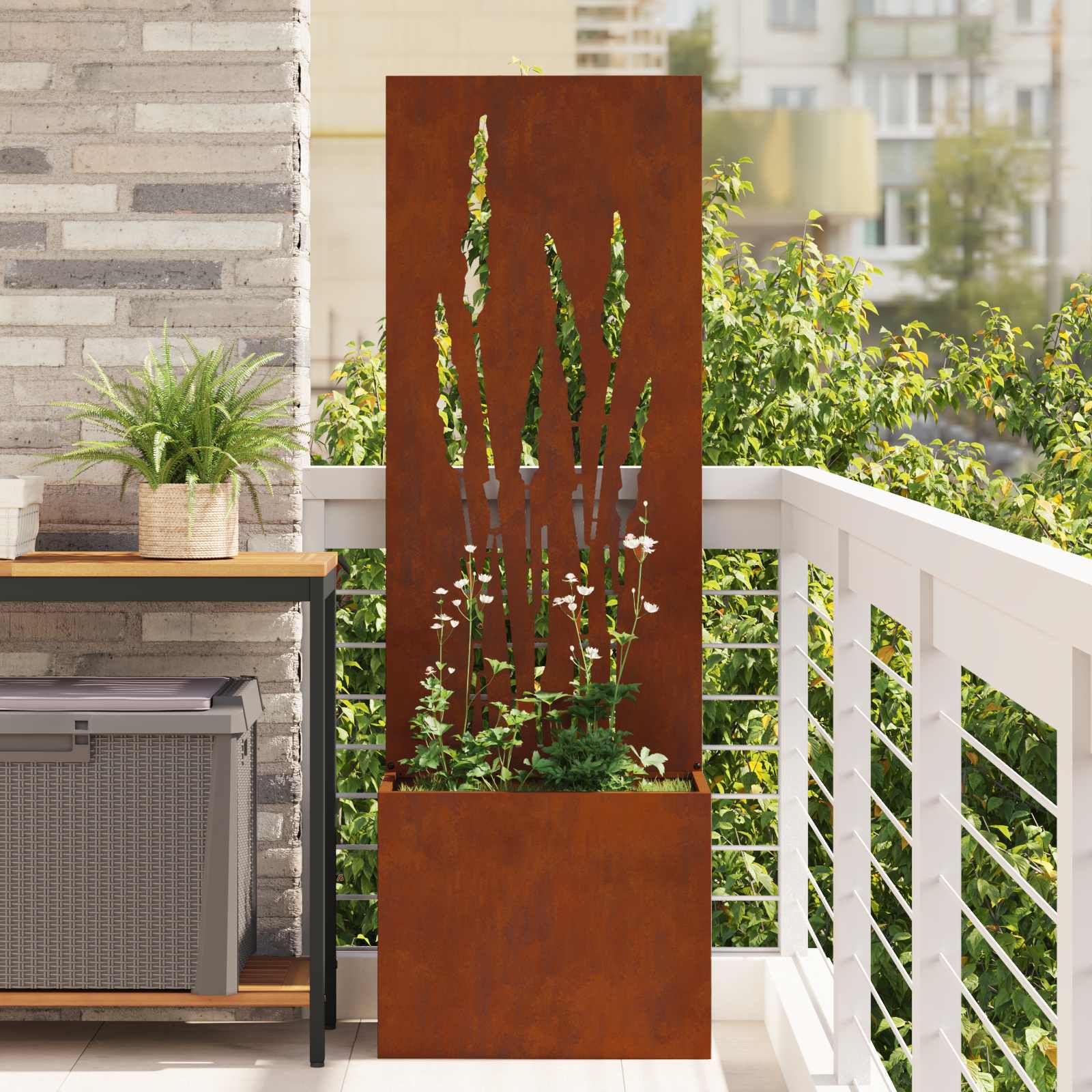 Sodo privatumo ekranas „Fretwork“ Rūdijanti 50 x 32 x 150 cm