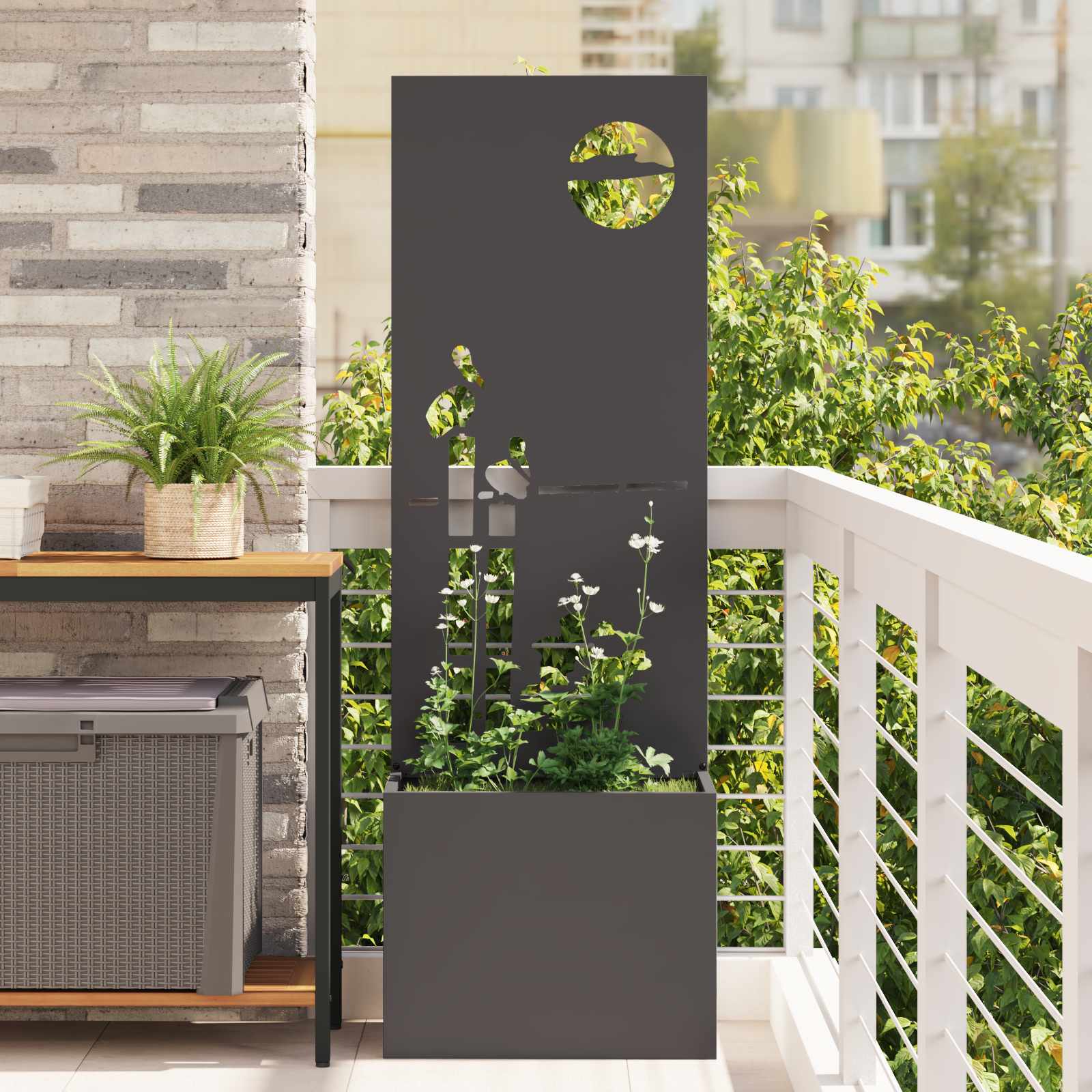 Sodo privatumo ekranas „Fretwork“ Juoda 50 x 140 cm
