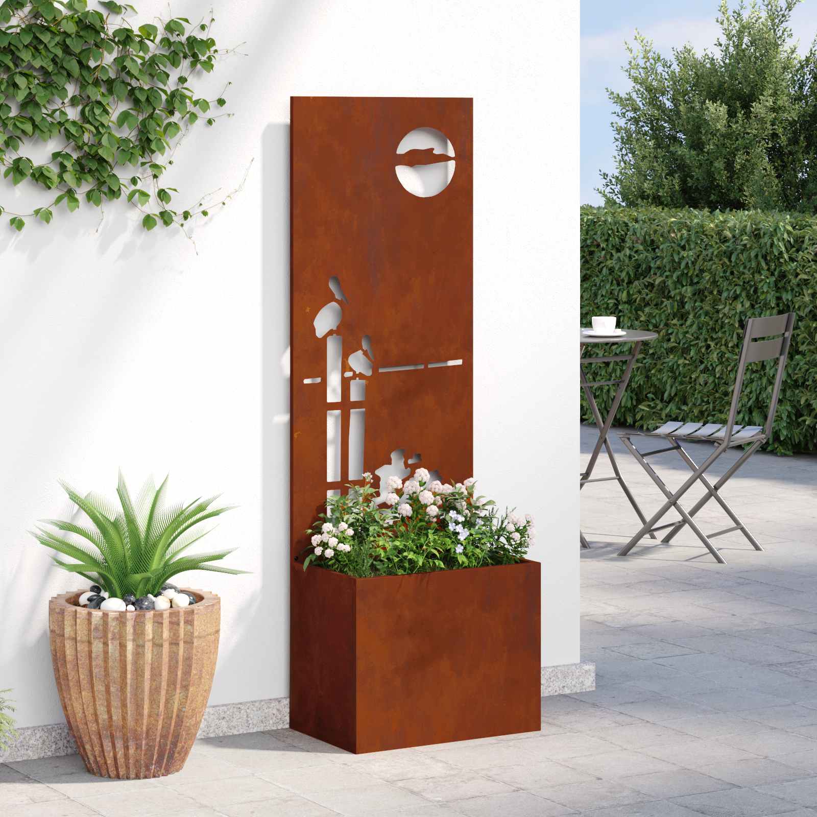 Sodo privatumo ekranas „Fretwork“ Rūdijanti 50 x 140 cm