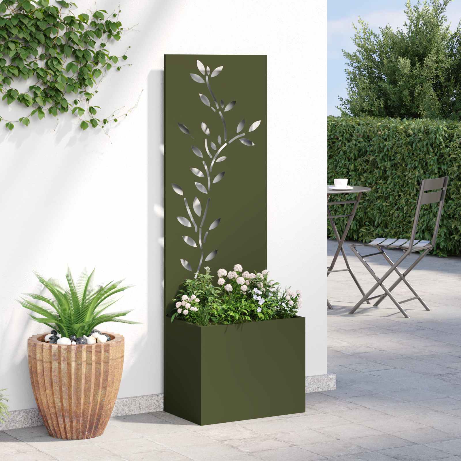 Sodo privatumo ekranas Gėlių Alyvuogių žalia 50 x 140 cm