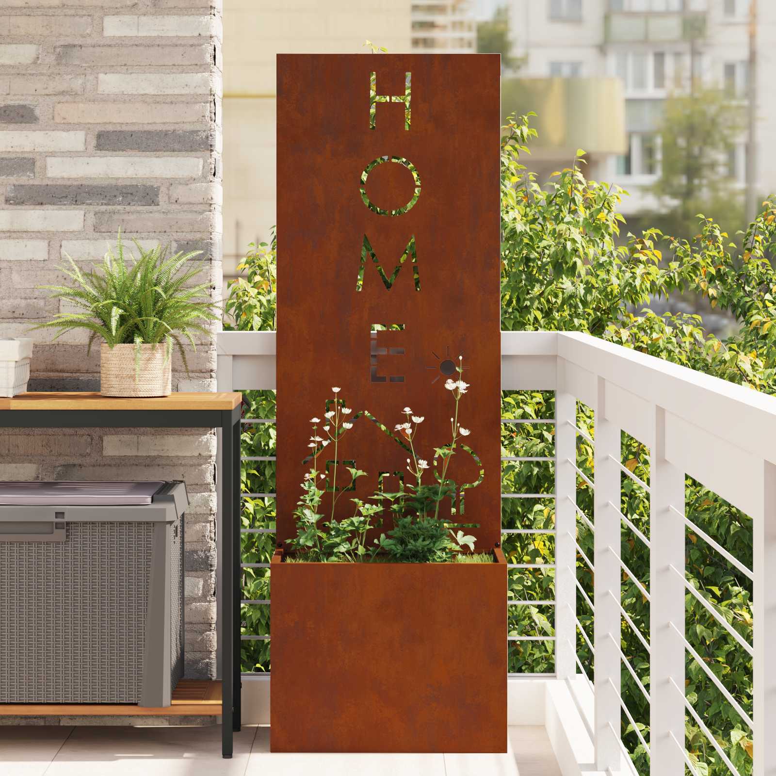 Fretwork Garden Privacy Screen Rusted 50 x 140 cm