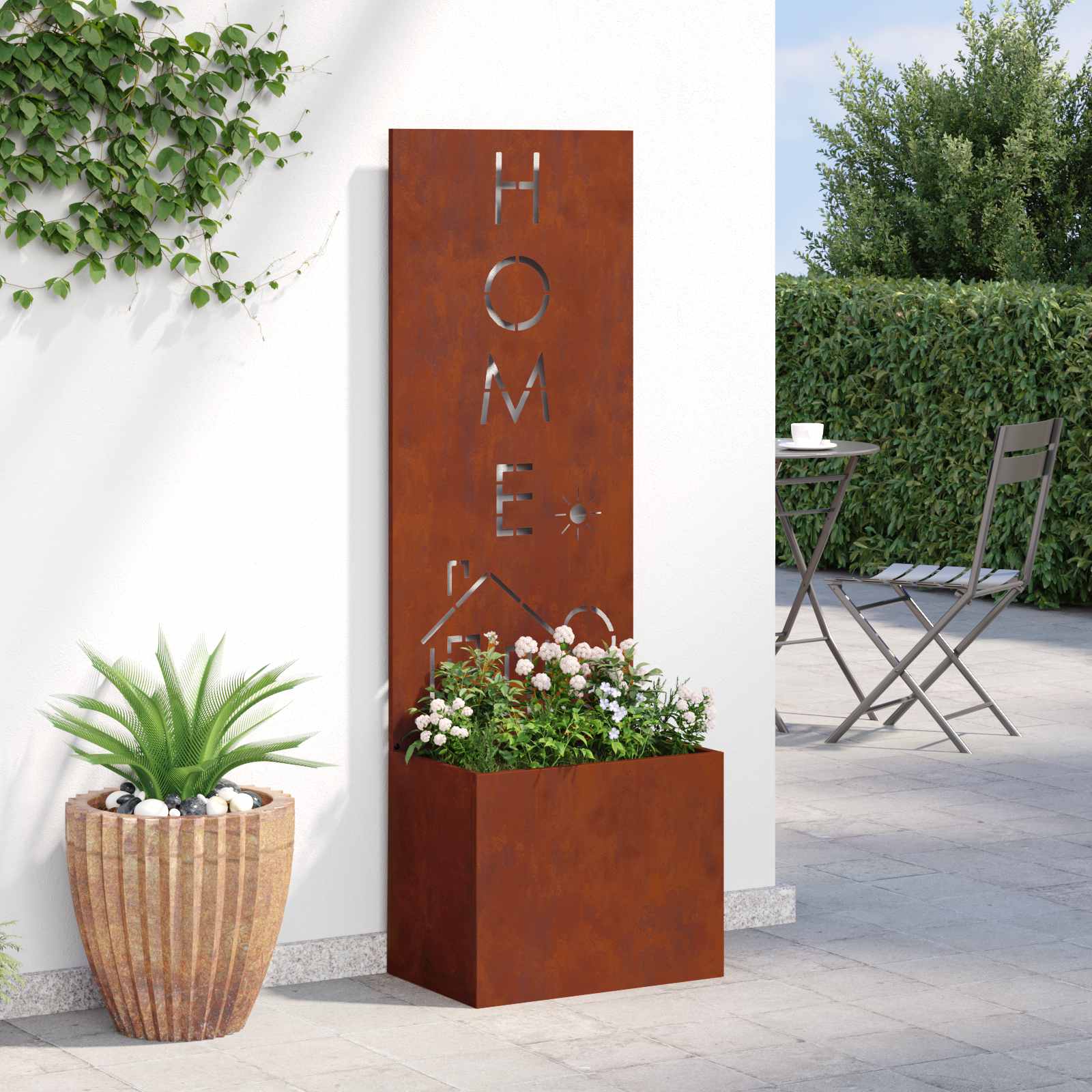 Fretwork Garden Privacy Screen Rusted 50 x 140 cm