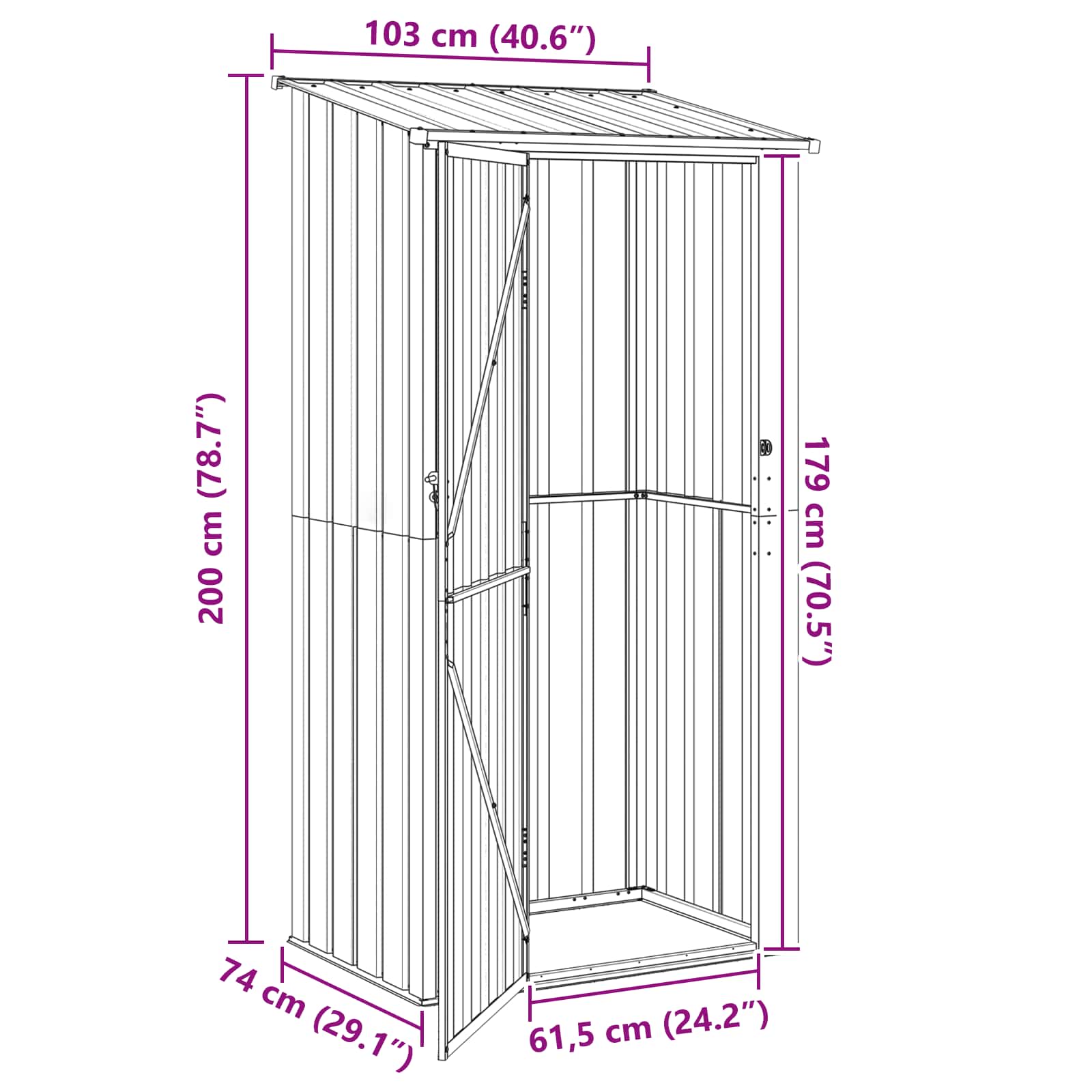 Sodo pašiūrės Ruda 103 x 74 x 200 cm Metalas