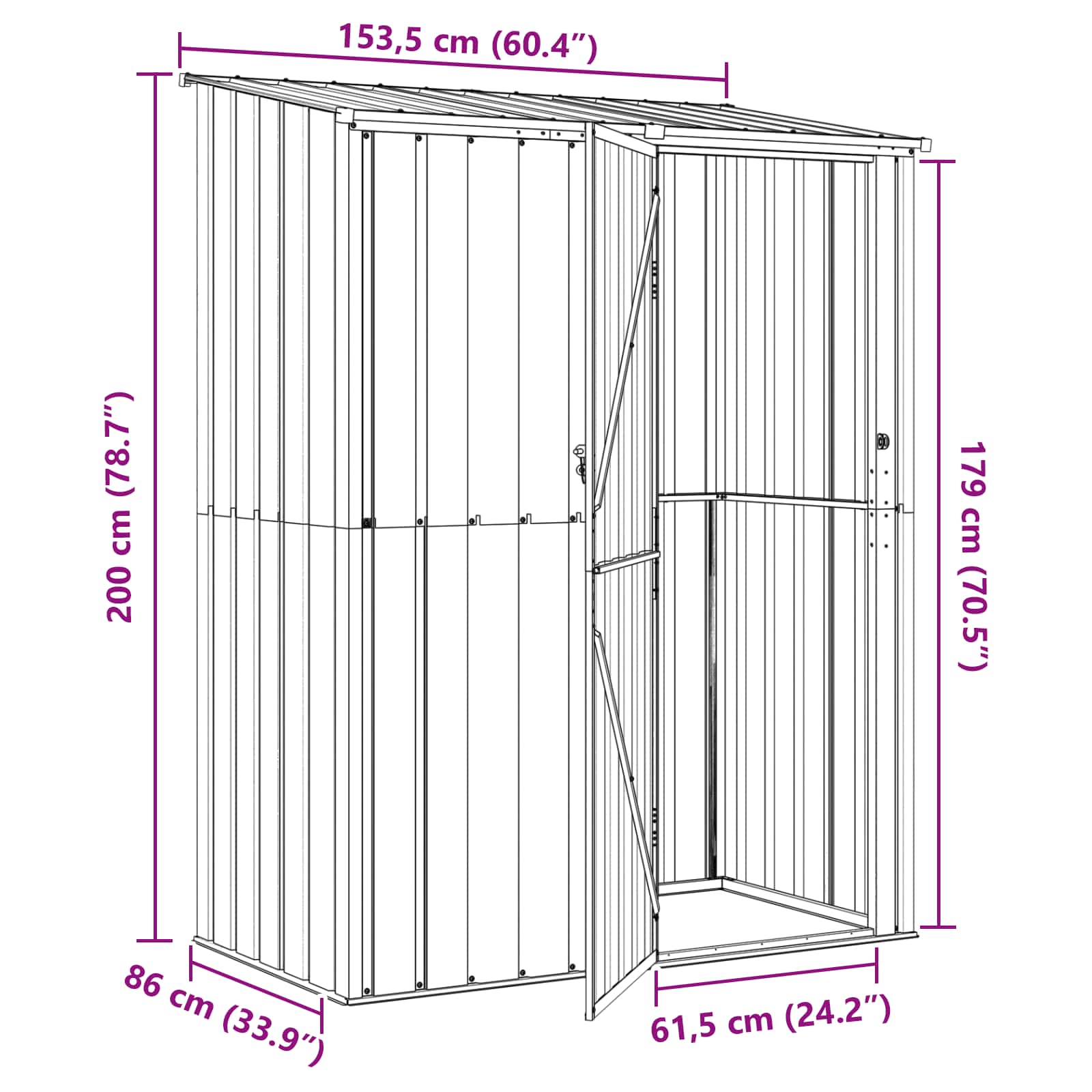 Sodo pašiūrės Ruda 153,5 x 86 x 200 cm Metalas