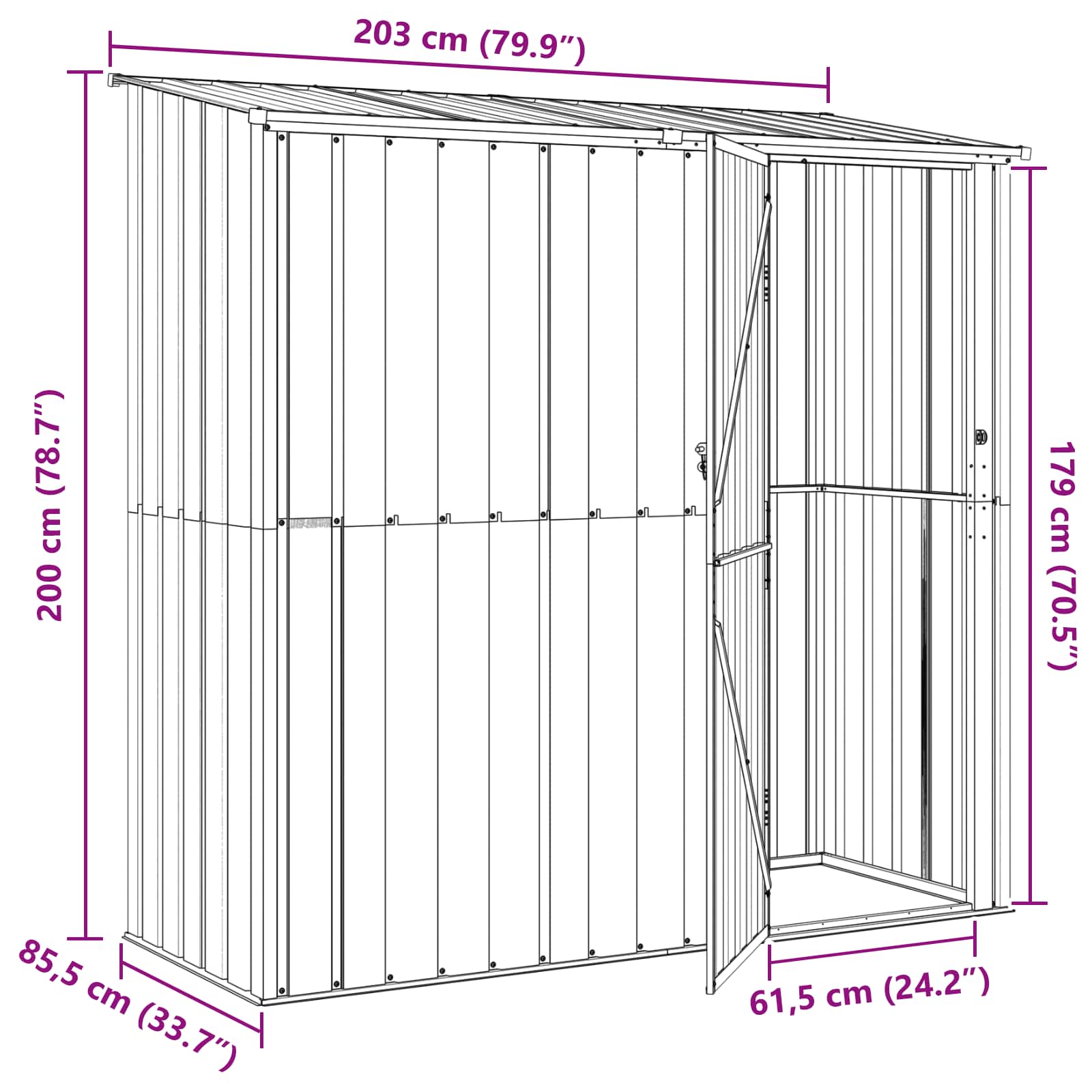 Sodo pašiūrės Ruda 203 x 85,5 x 200 cm Metalas