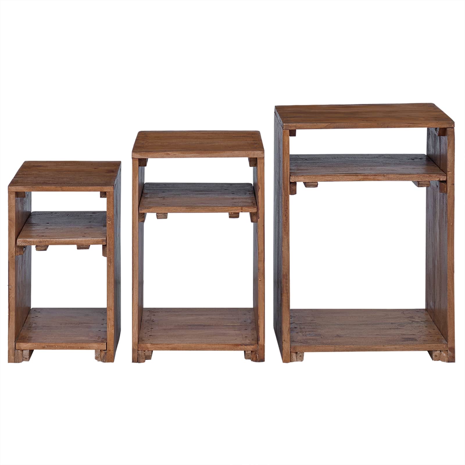 Akcento stalas su lentyna 3 pcs Ruda Kietas mahonio mediena