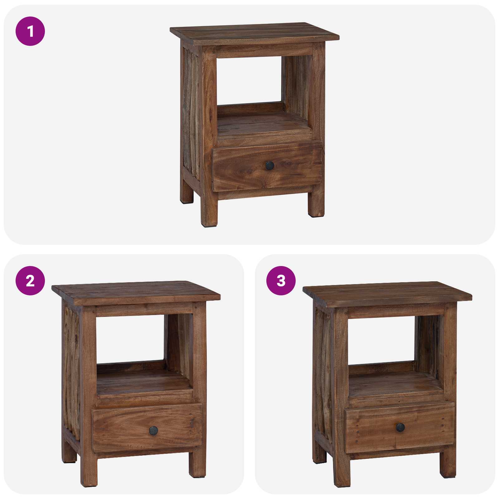 Bedside Table Brown 30 x 30 x 47 cm Solid Reclaimed Wood