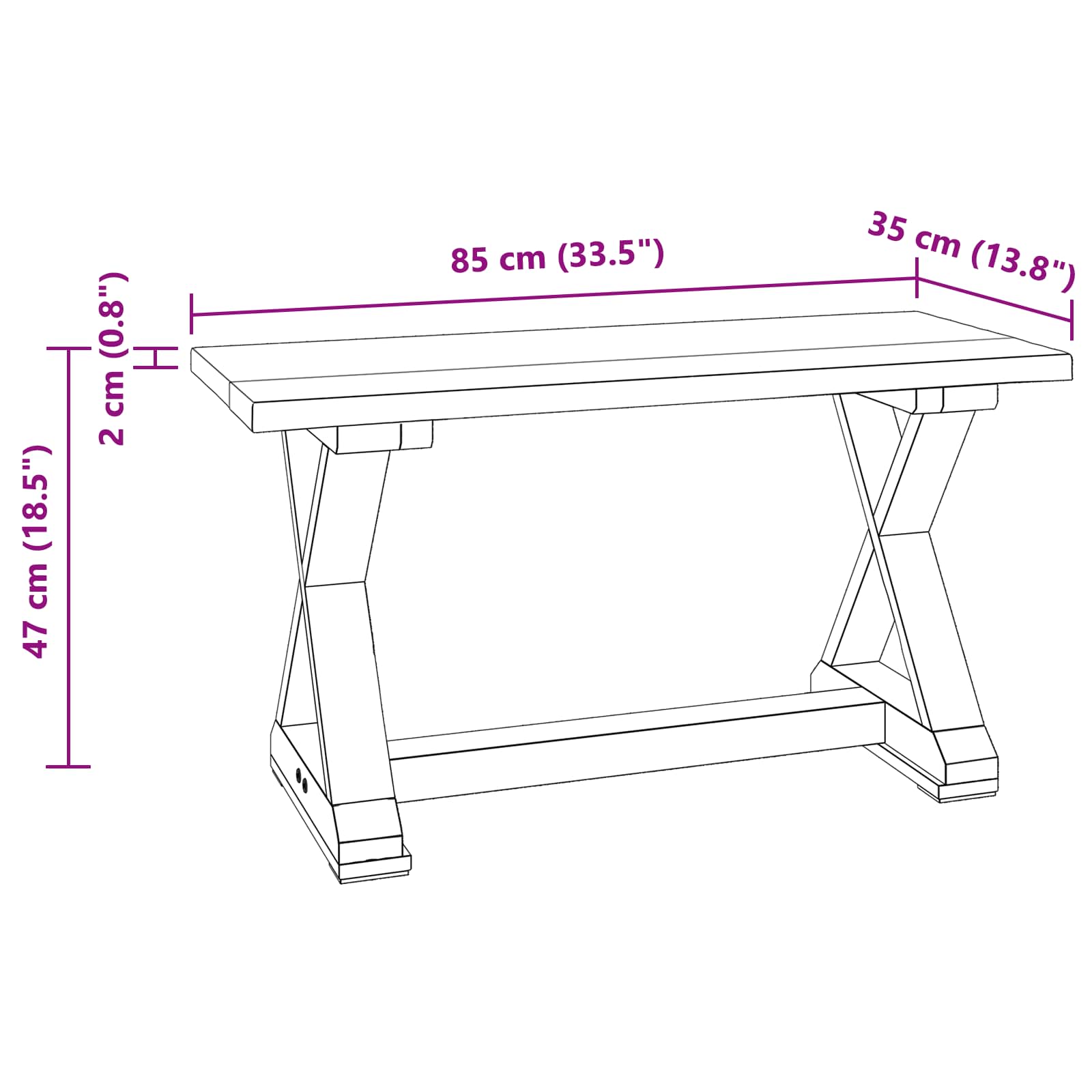 Sols Natural 85 x 35 x 45 cm Pārstrādāta masīvkoksne
