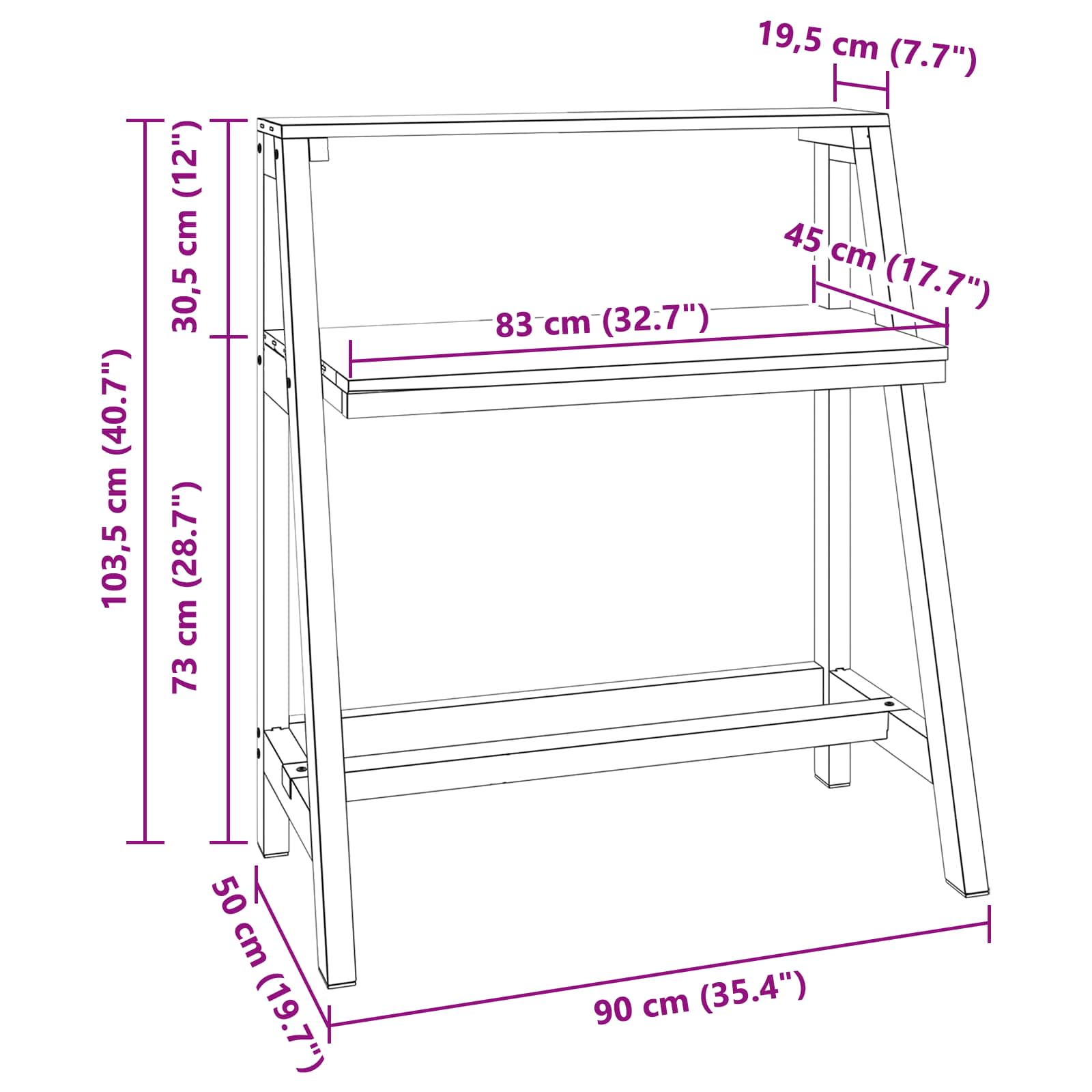 Stalas Ruda 90 x 50 x 103 cm Kietas atkurtas medis